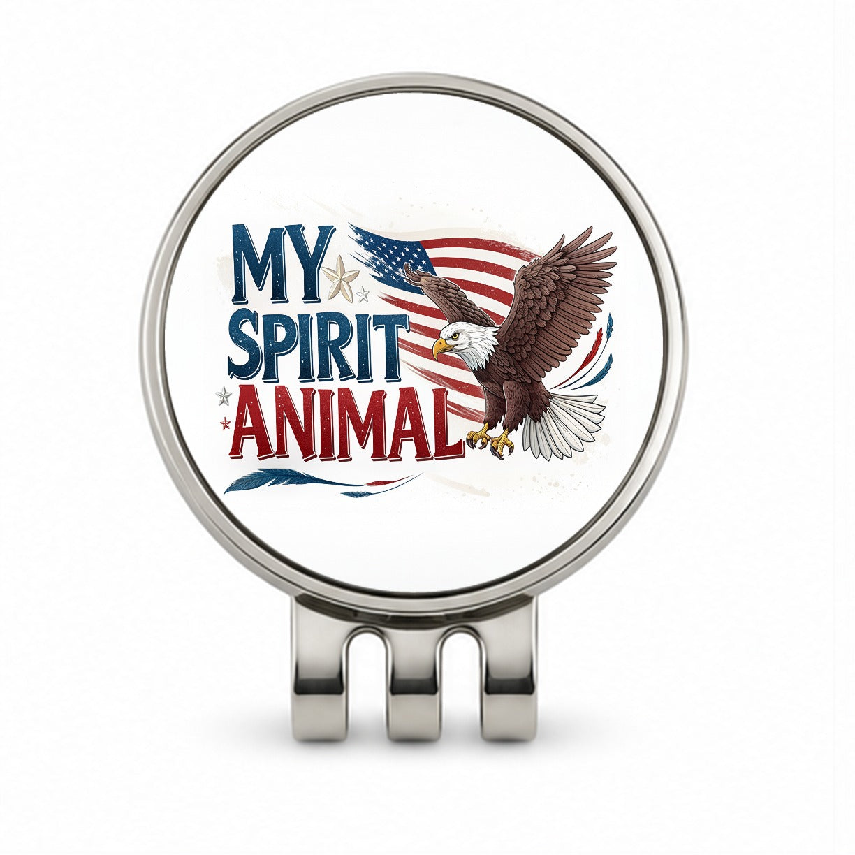 My Spirit Animal Patriotic Bald Eagle Golf Hat Clip with Ball Marker