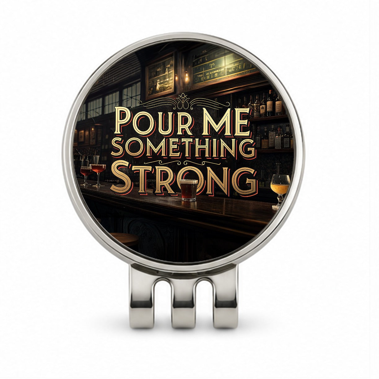 Pour Me Something Strong Beer Alcohol Funny Golf Hat Clip with Ball Marker