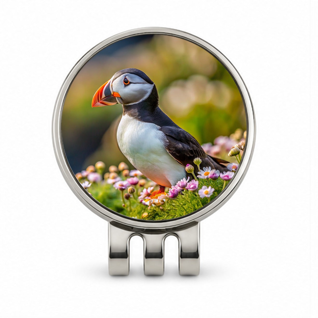 Puffin Bird Photograph Golf Hat Clip with Ball Marker