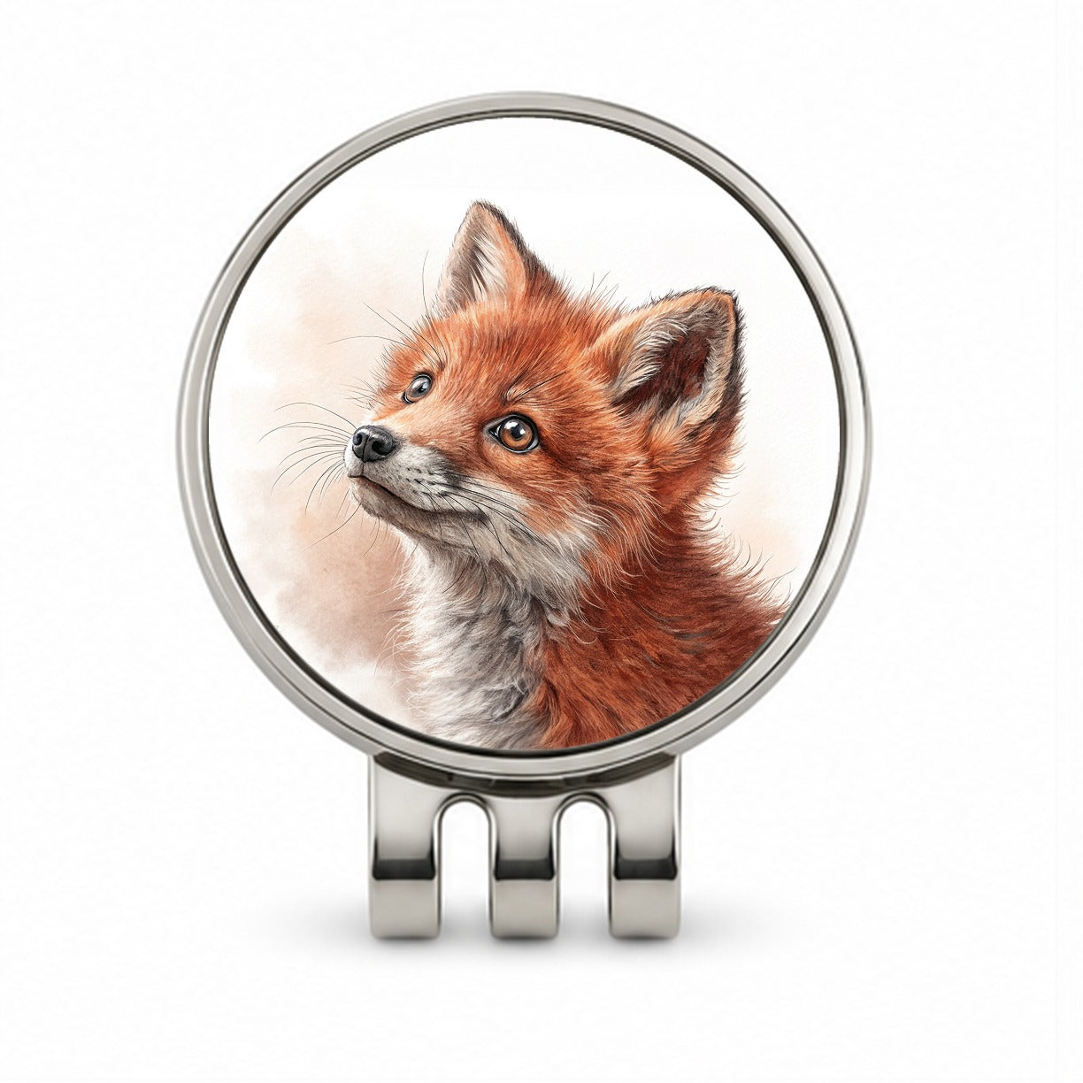 Red Fox Kit Illustration Golf Hat Clip with Ball Marker