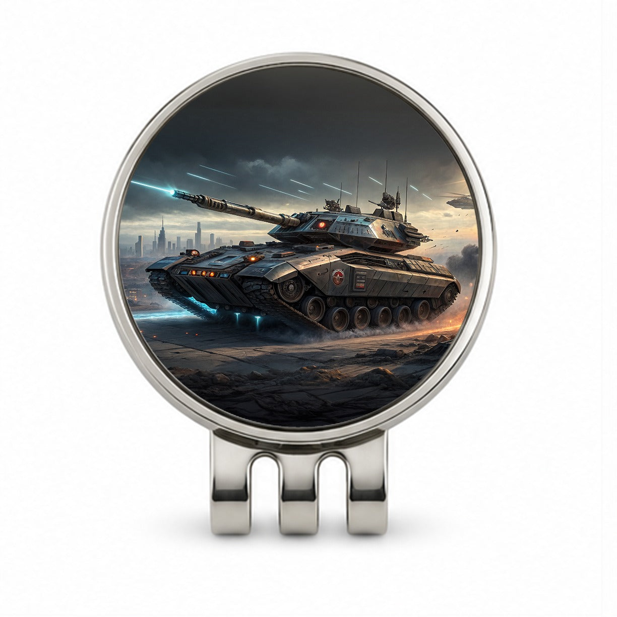 Sci-Fi Tank In Battle Golf Hat Clip with Ball Marker