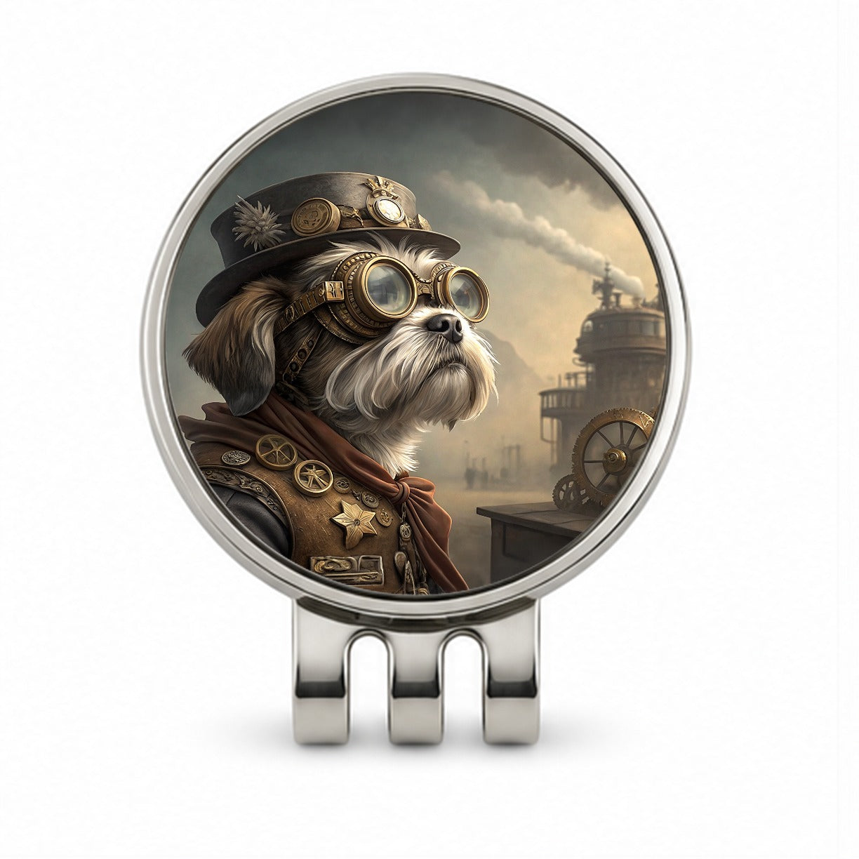 Shih Tzu Dog Steampunk Golf Hat Clip with Ball Marker