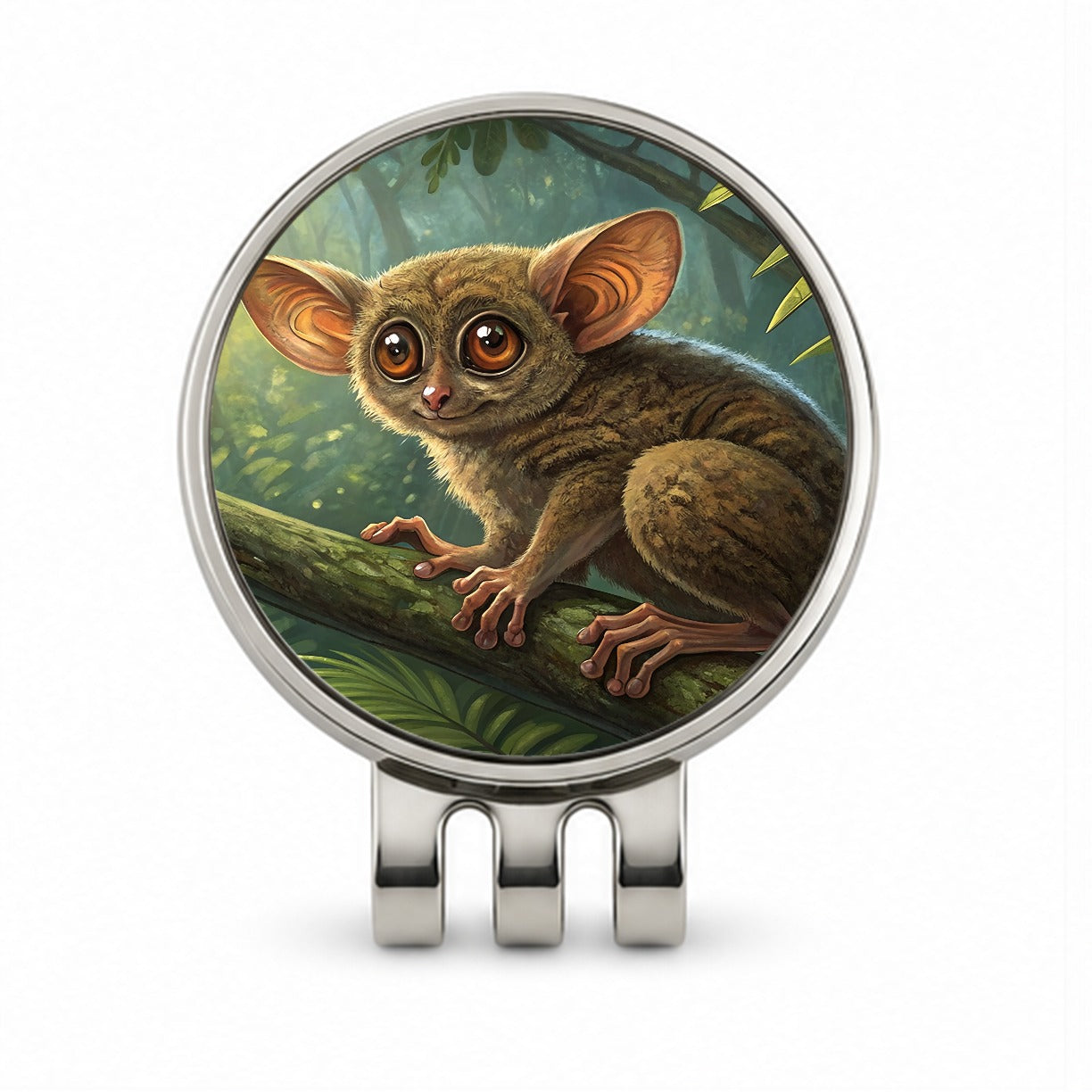 Tarsier Illustration Golf Hat Clip with Ball Marker