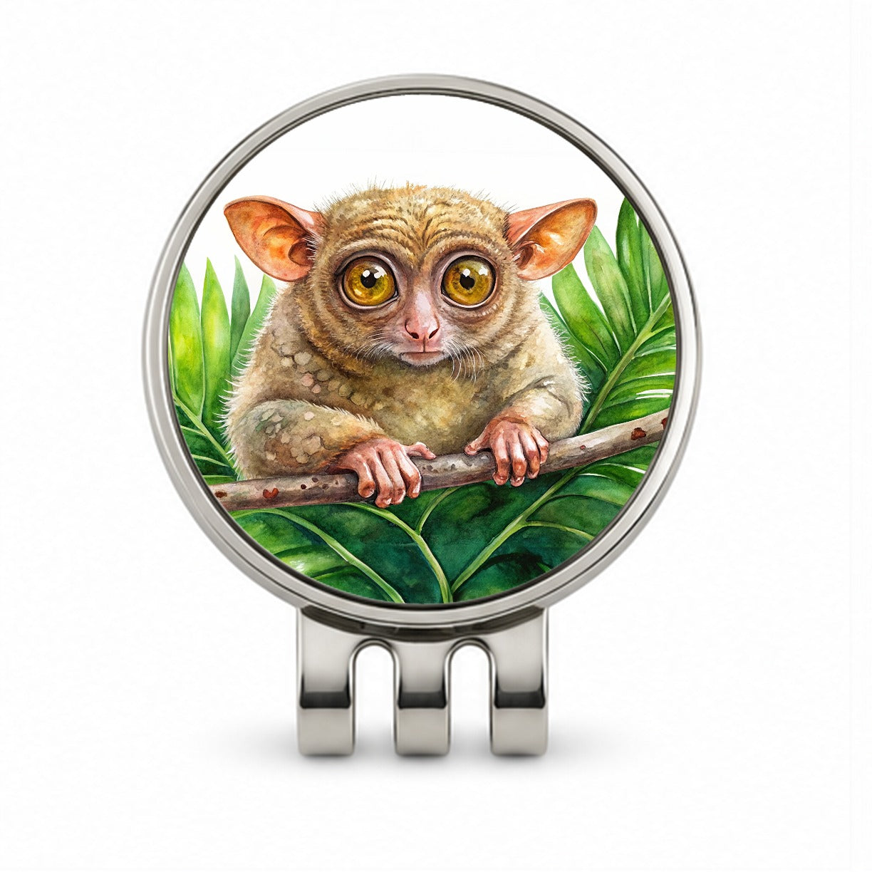 Tarsier Watercolor Golf Hat Clip with Ball Marker