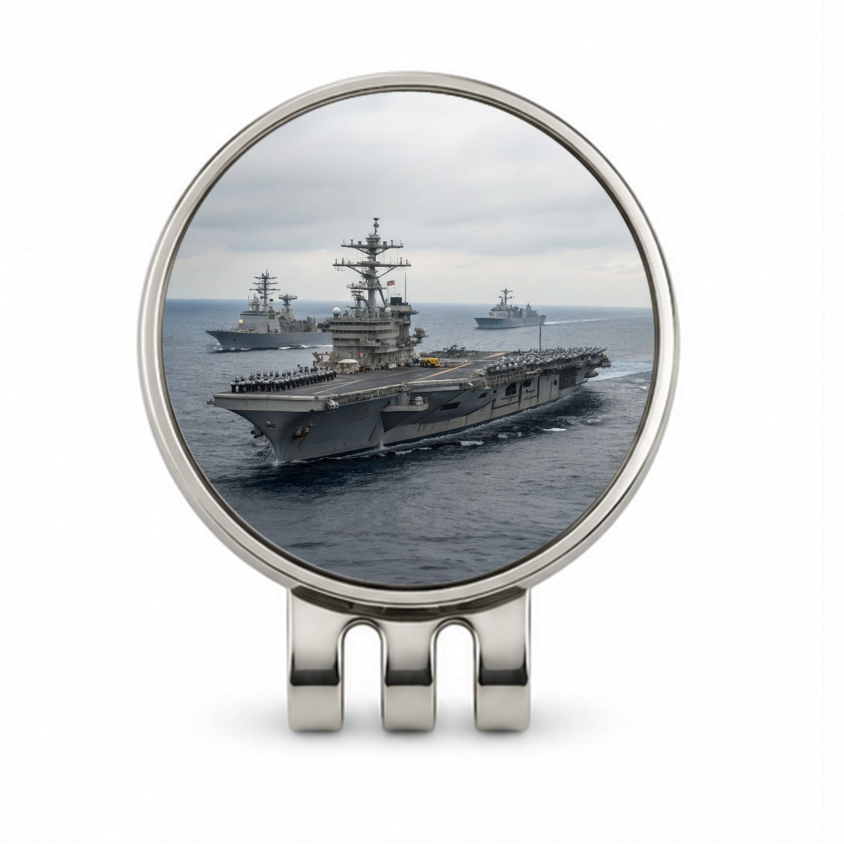 US Navy Carrier Strike Group Escorts At Sea Golf Hat Clip with Ball Marker