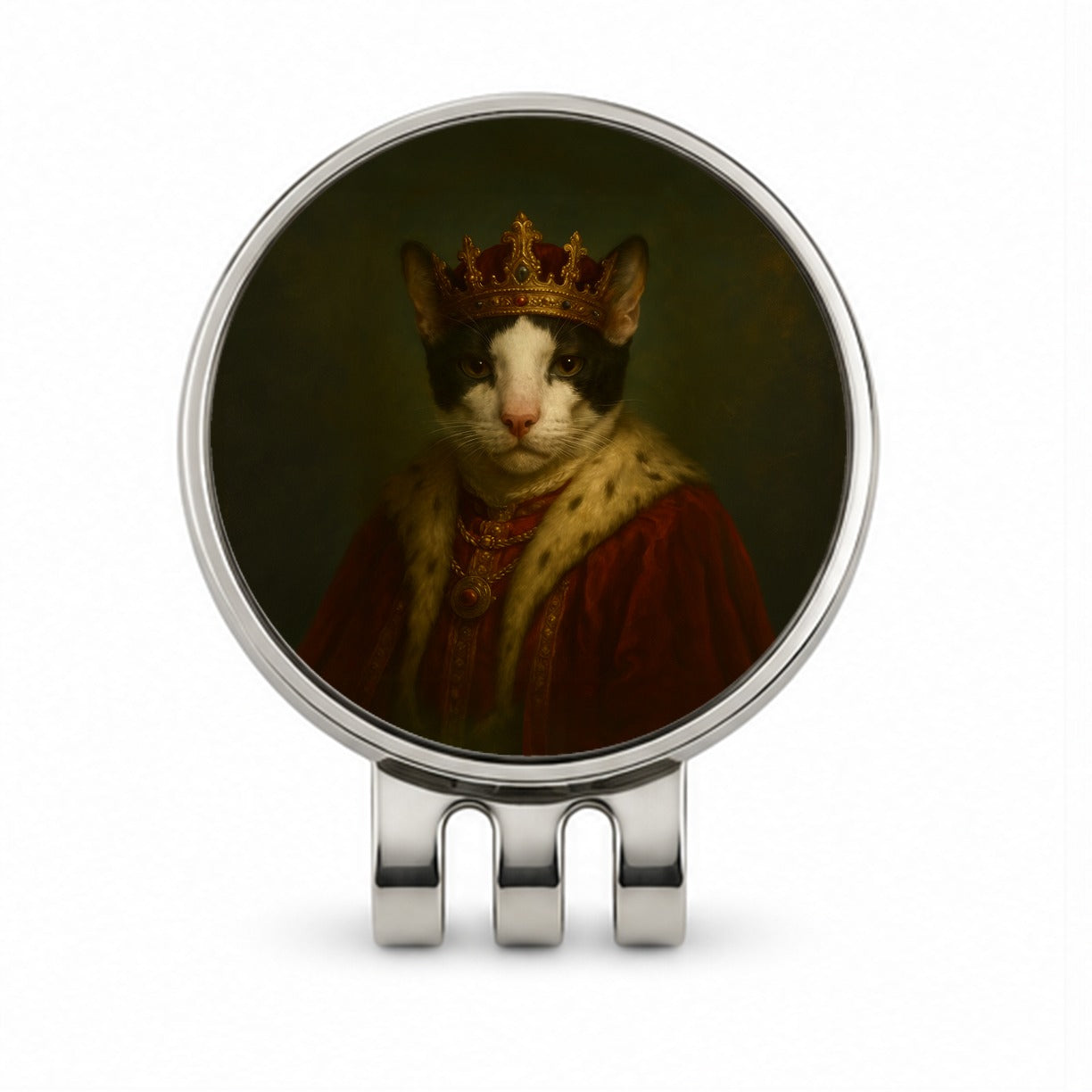 Vintage Cat King Fantasy Painting Golf Hat Clip with Ball Marker