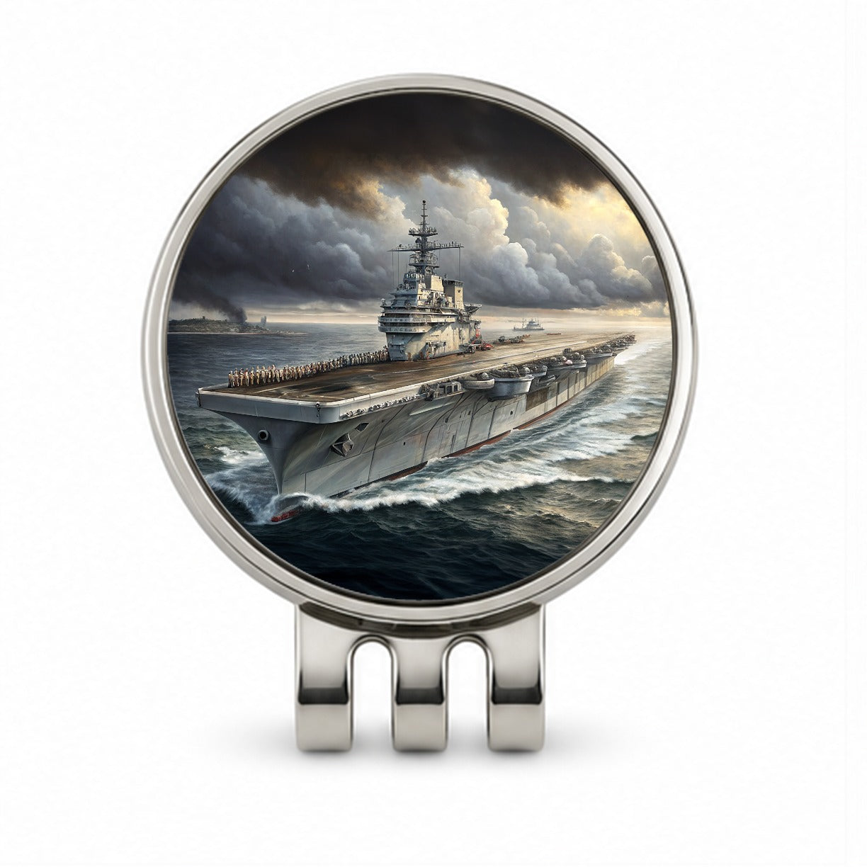 World War 2 WWII Navy Aircraft Carrier At Sea Golf Hat Clip with Ball Marker