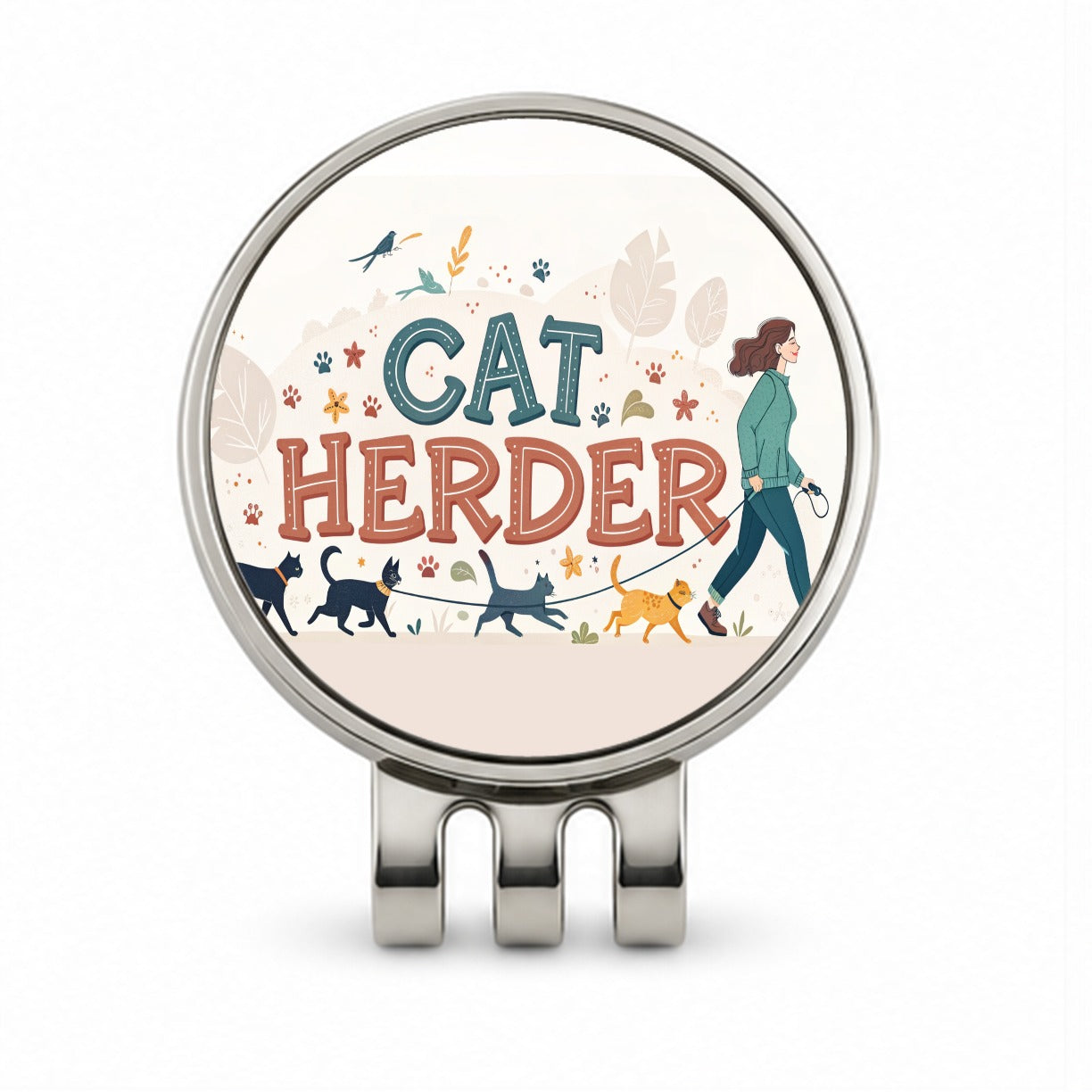 Cat Herder Herding Funny Golf Hat Clip with Ball Marker