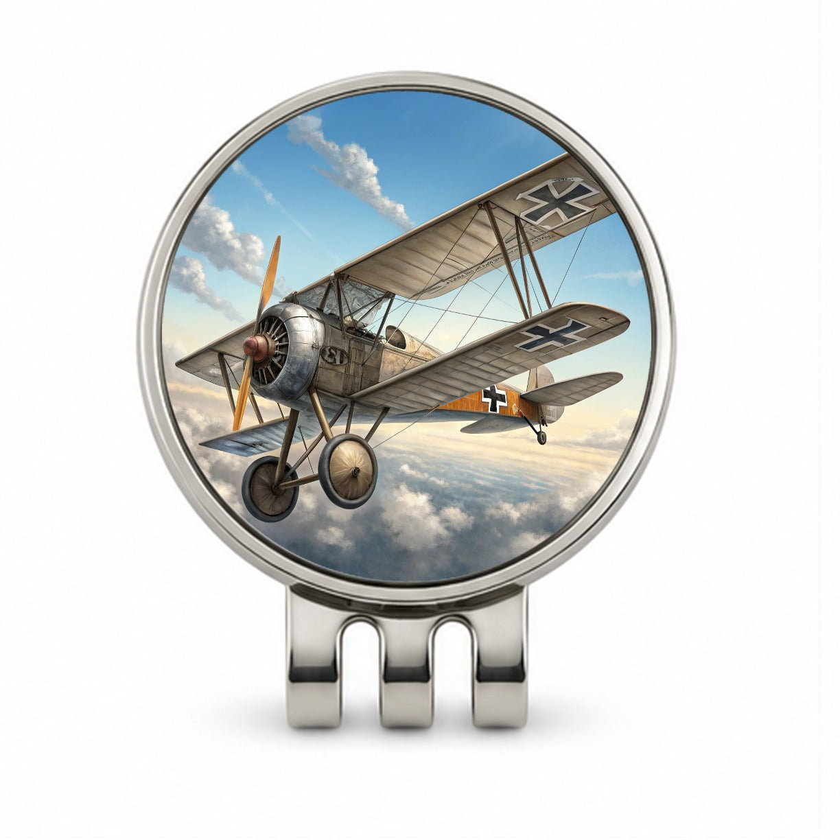 German WWI Biplane In Flight Golf Hat Clip with Ball Marker