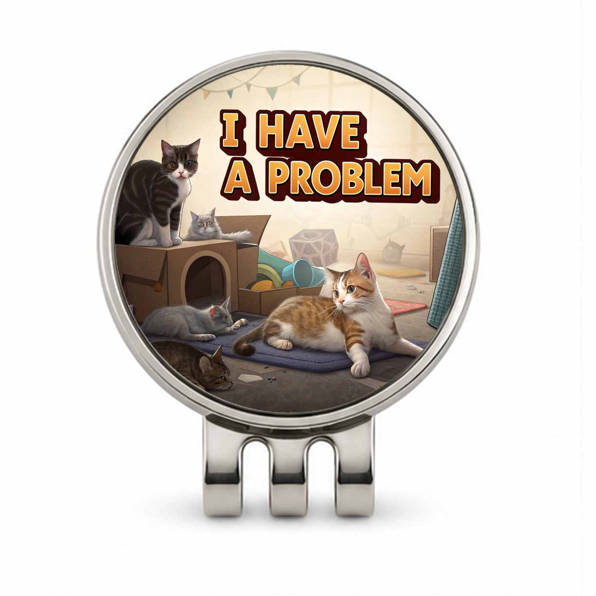 I Have A Problem Cat Hoarder Funny Golf Hat Clip with Ball Marker