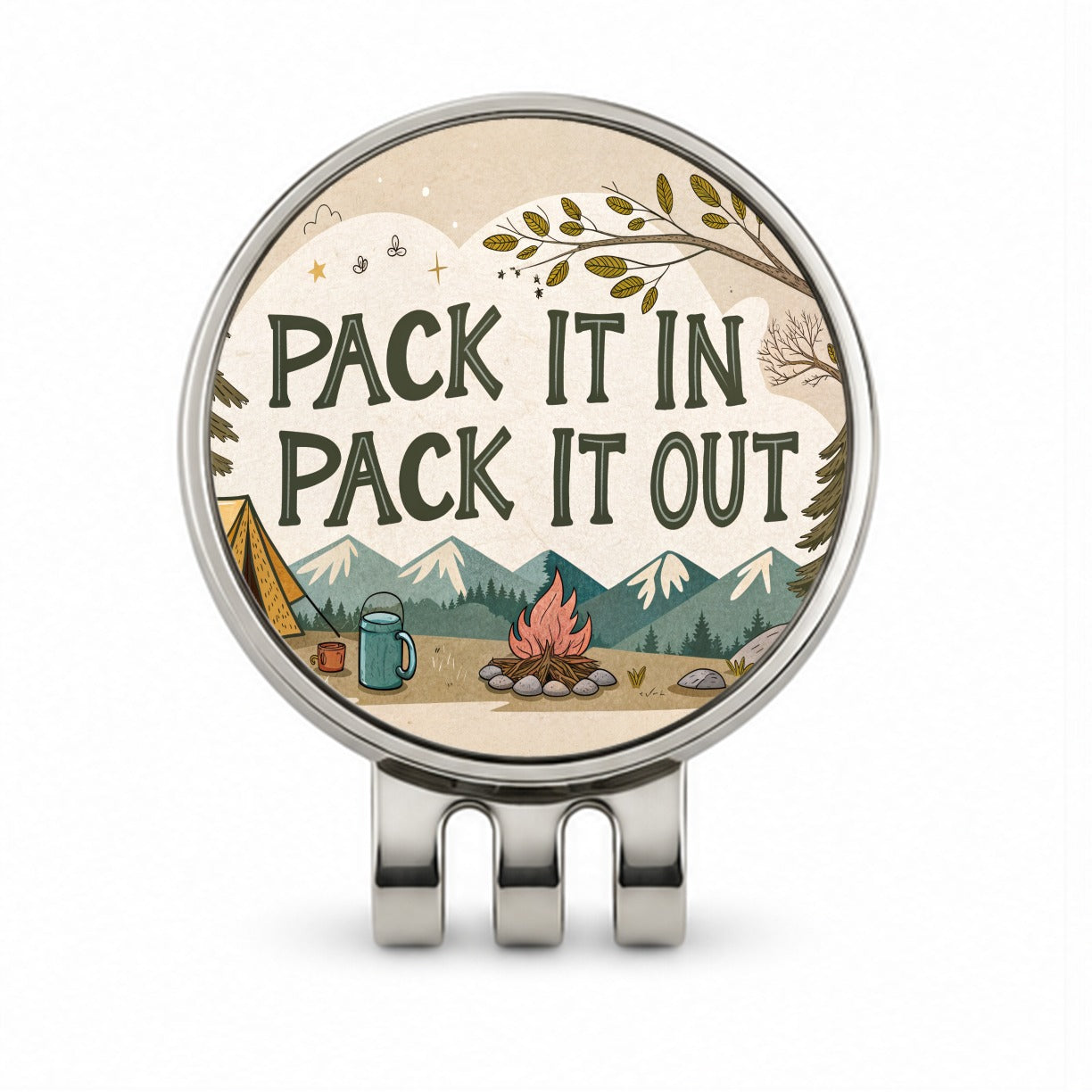 Pack It In Pack It Out Responsible Camper Camping Golf Hat Clip with Ball Marker