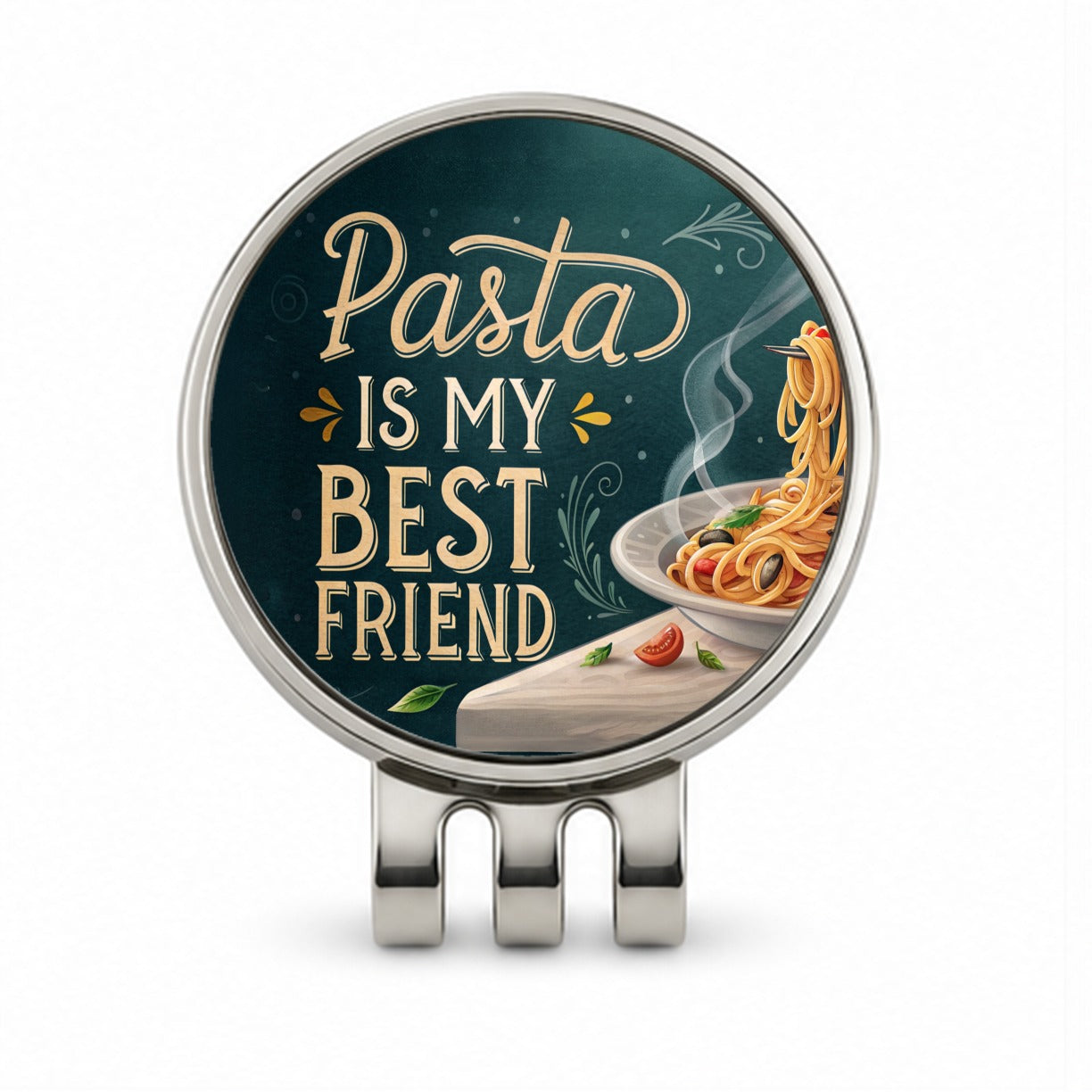 Pasta Is My Best Friend Funny Golf Hat Clip with Ball Marker