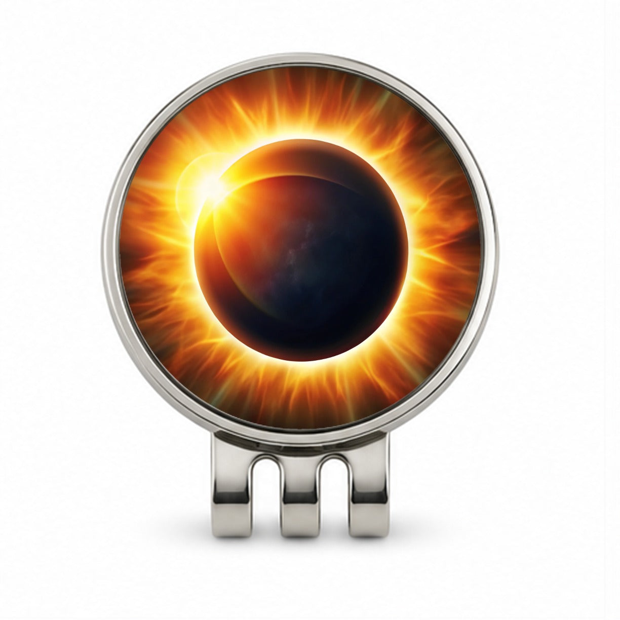 Solar Eclipse Golf Hat Clip with Ball Marker