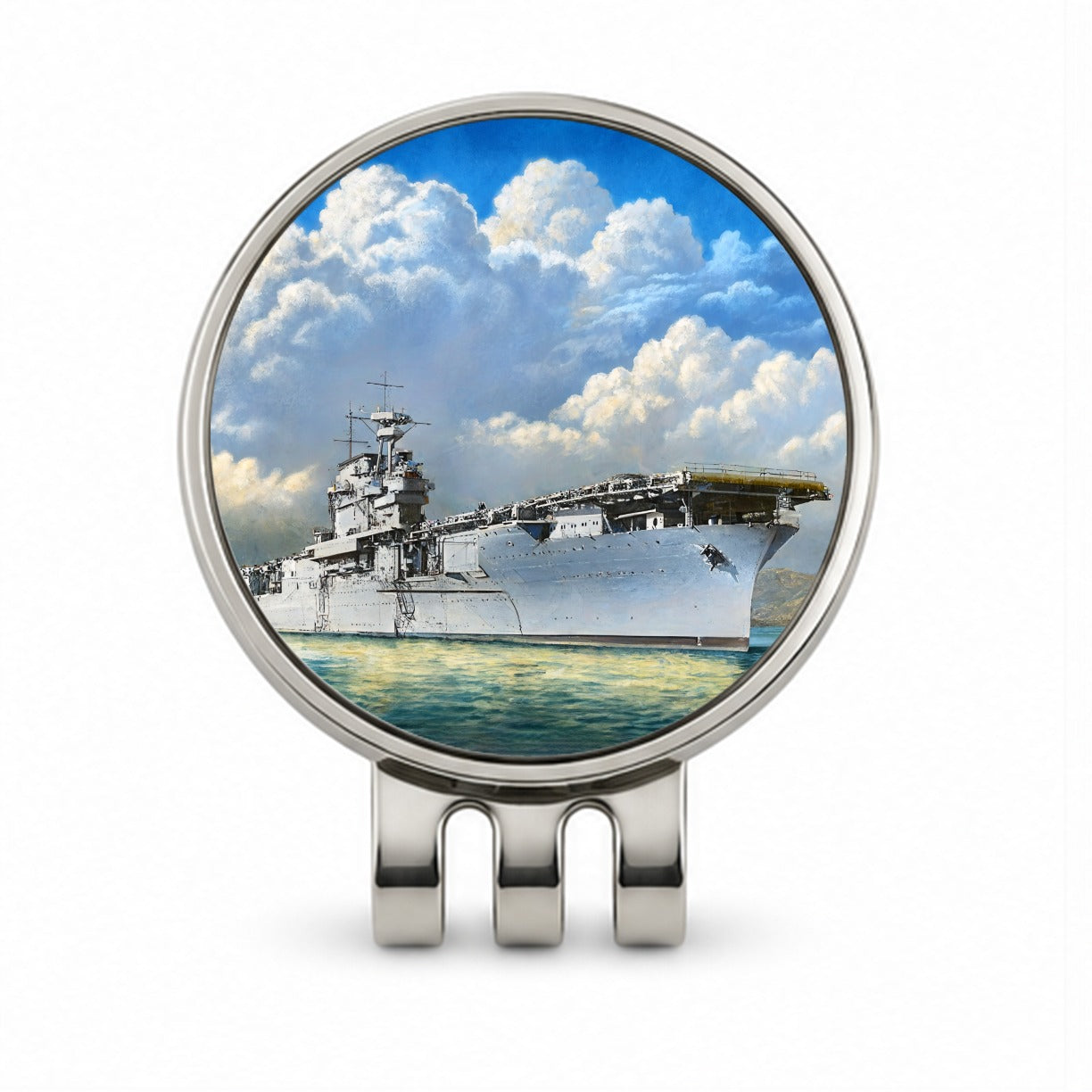 USS Yorktown Class Aircraft Carrier WWII US Navy Golf Hat Clip with Ball Marker
