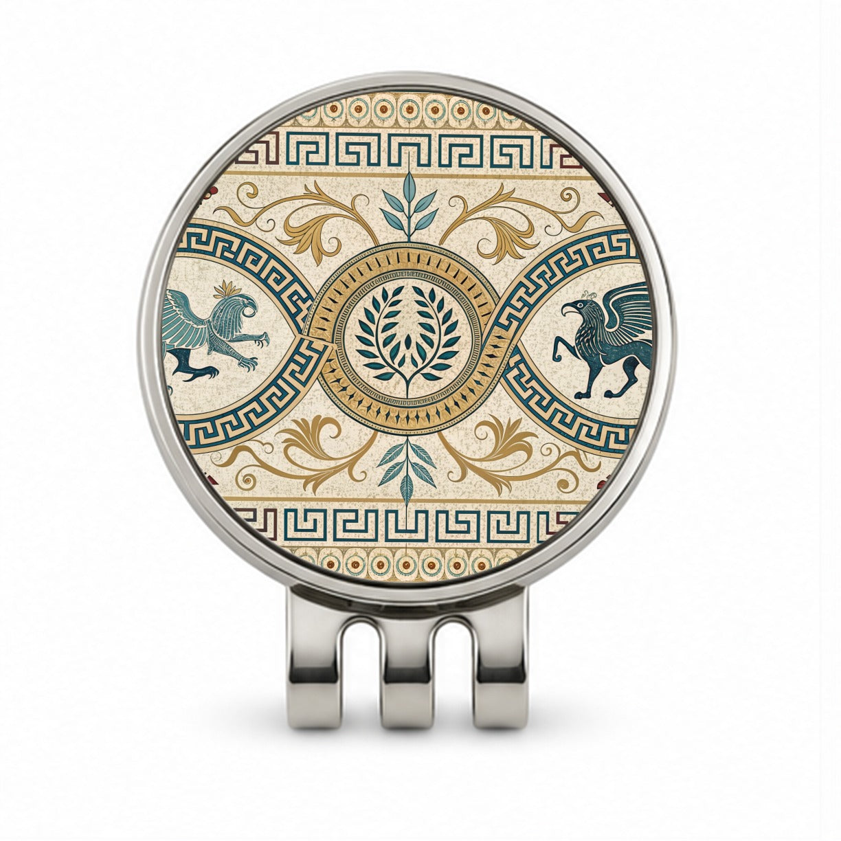 Ancient Greek Pattern Griffins Golf Hat Clip with Ball Marker