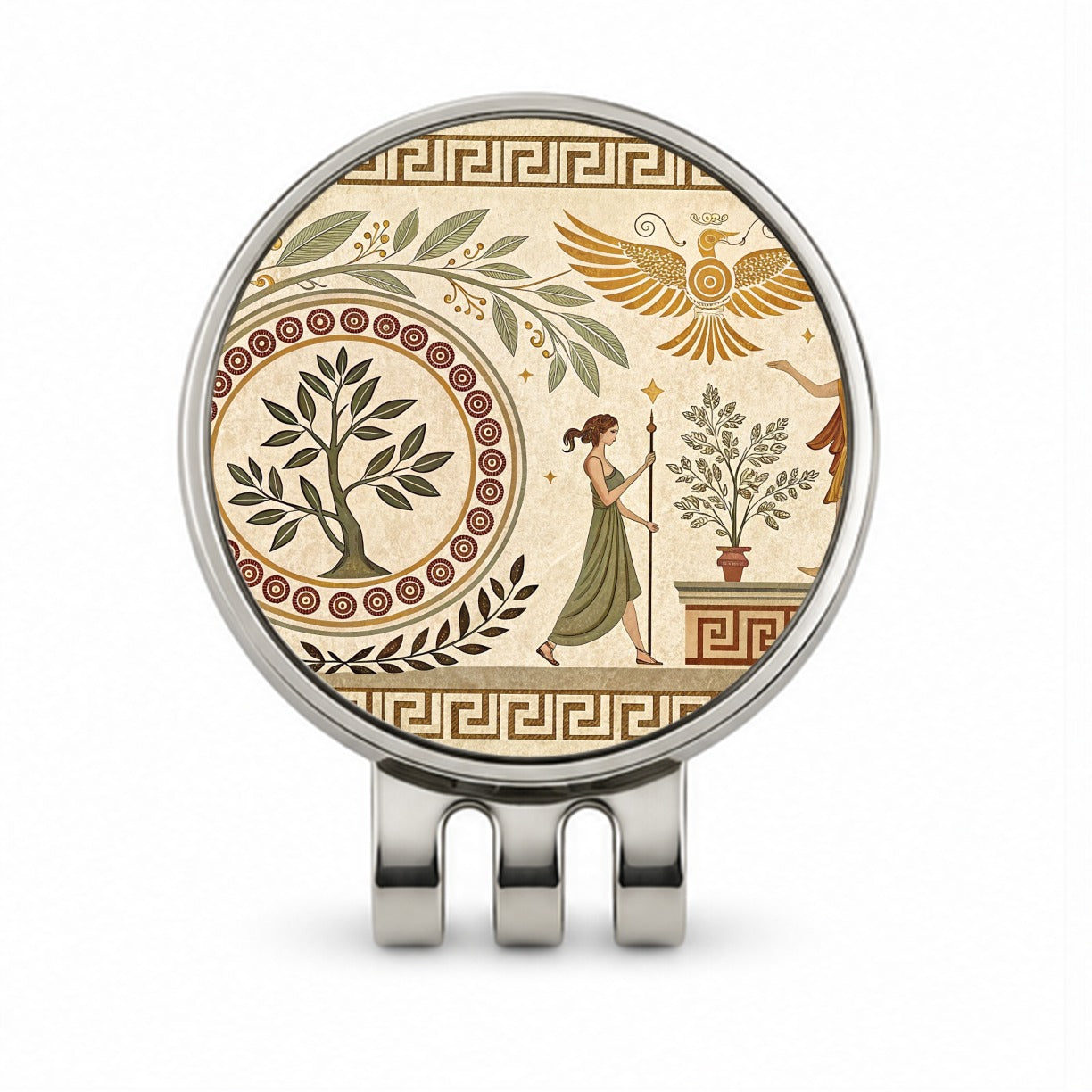 Ancient Greek Tree Pattern Golf Hat Clip with Ball Marker