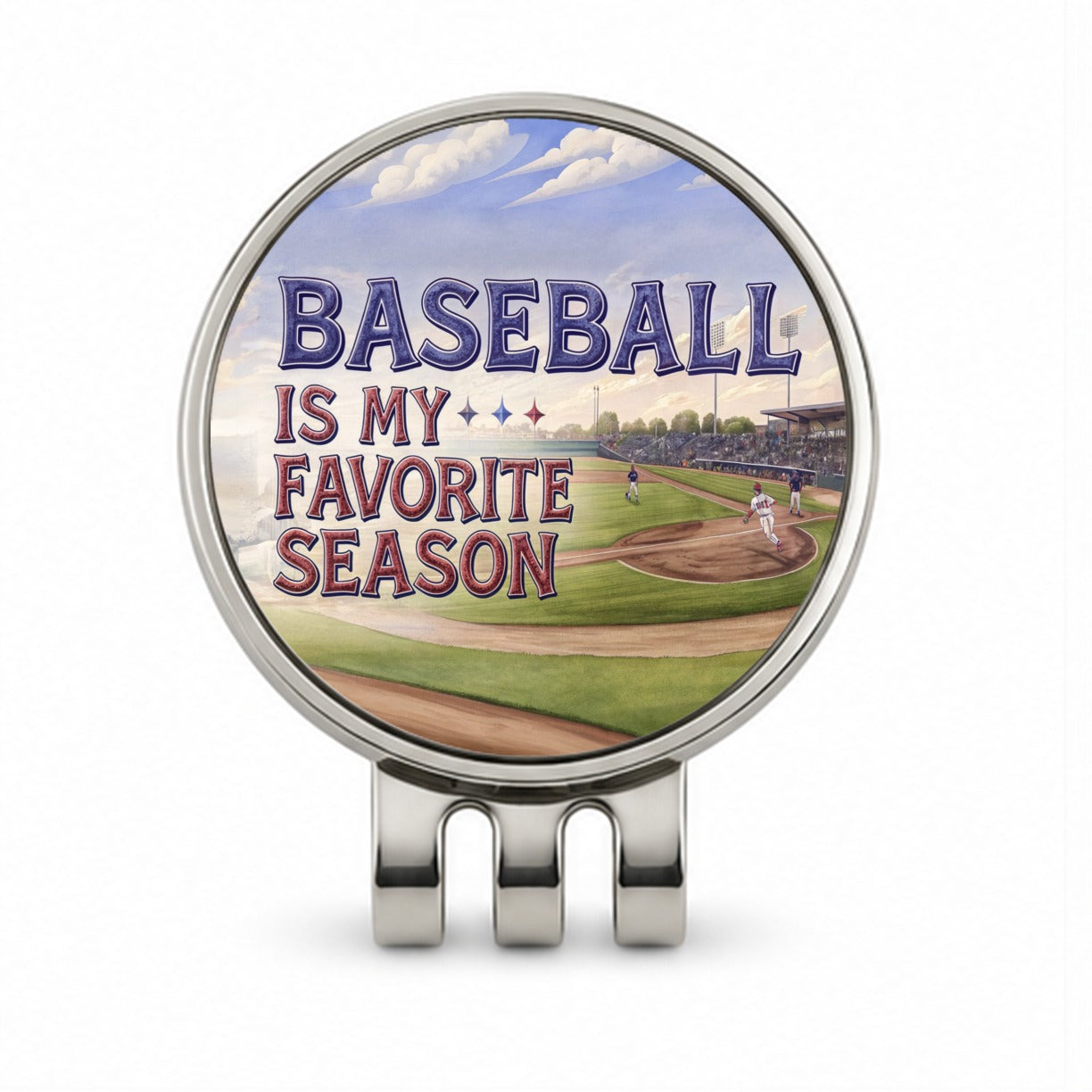 Baseball Is My Favorite Season Funny Illustration Golf Hat Clip with Ball Marker