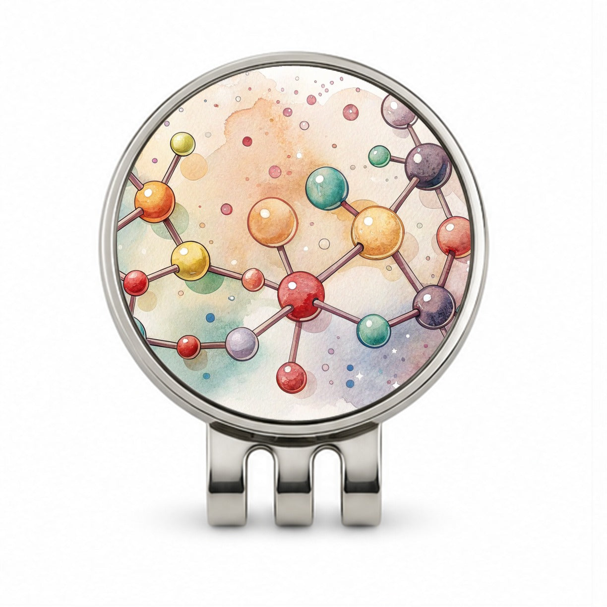 Chemistry Molecules Watercolor Golf Hat Clip with Ball Marker
