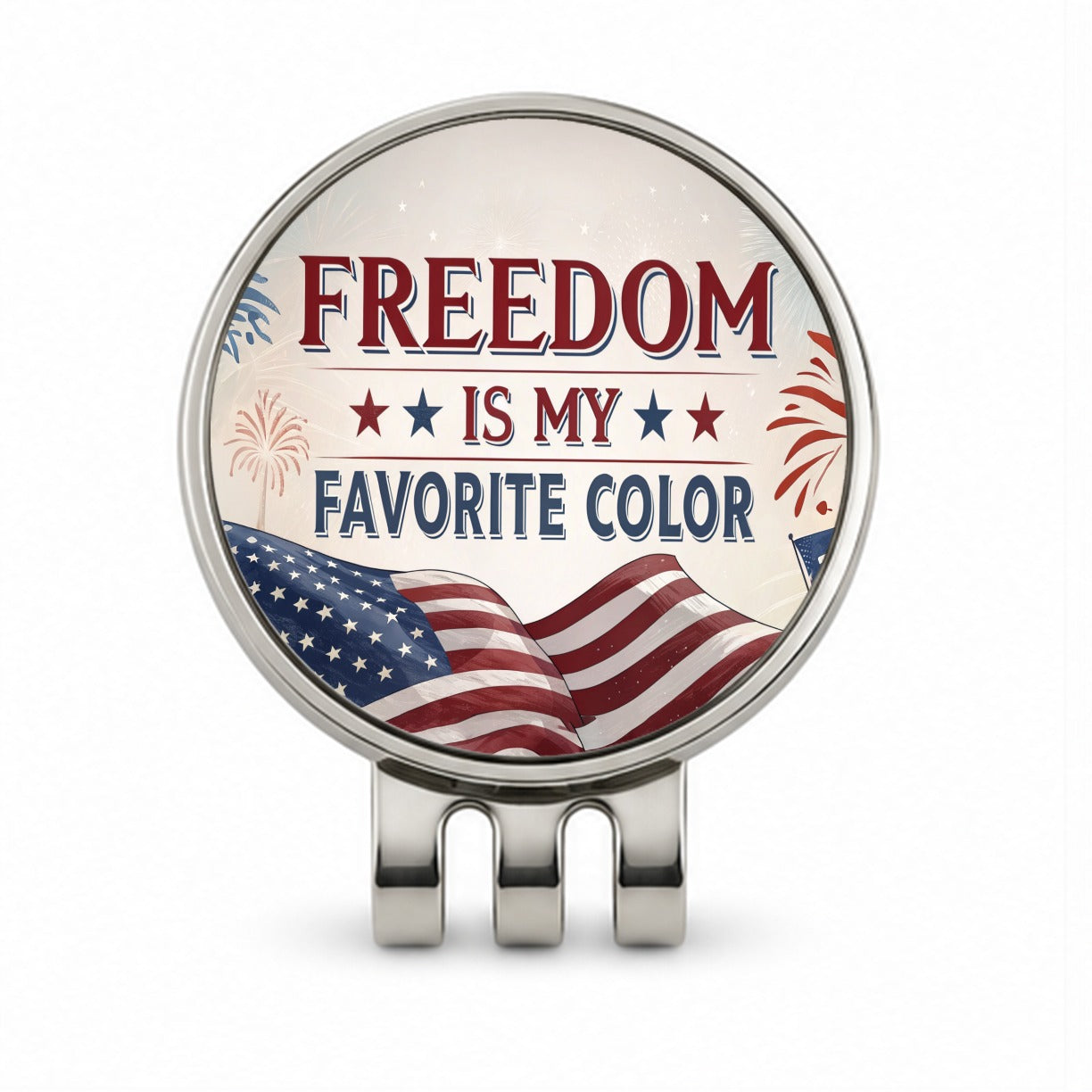 Freedom Is My Favorite Color Patriotic Golf Hat Clip with Ball Marker
