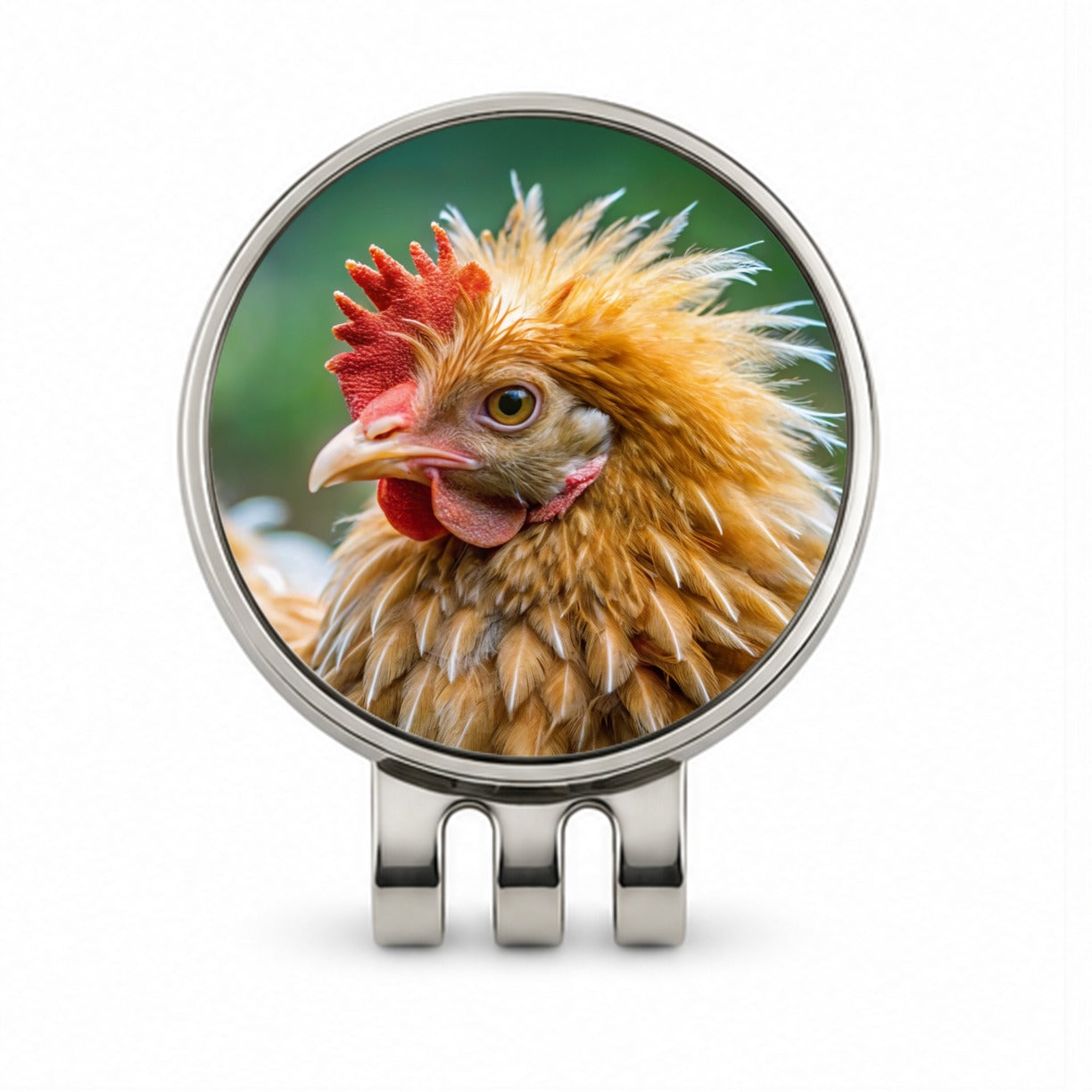 Frizzle Chicken Photo Golf Hat Clip with Ball Marker