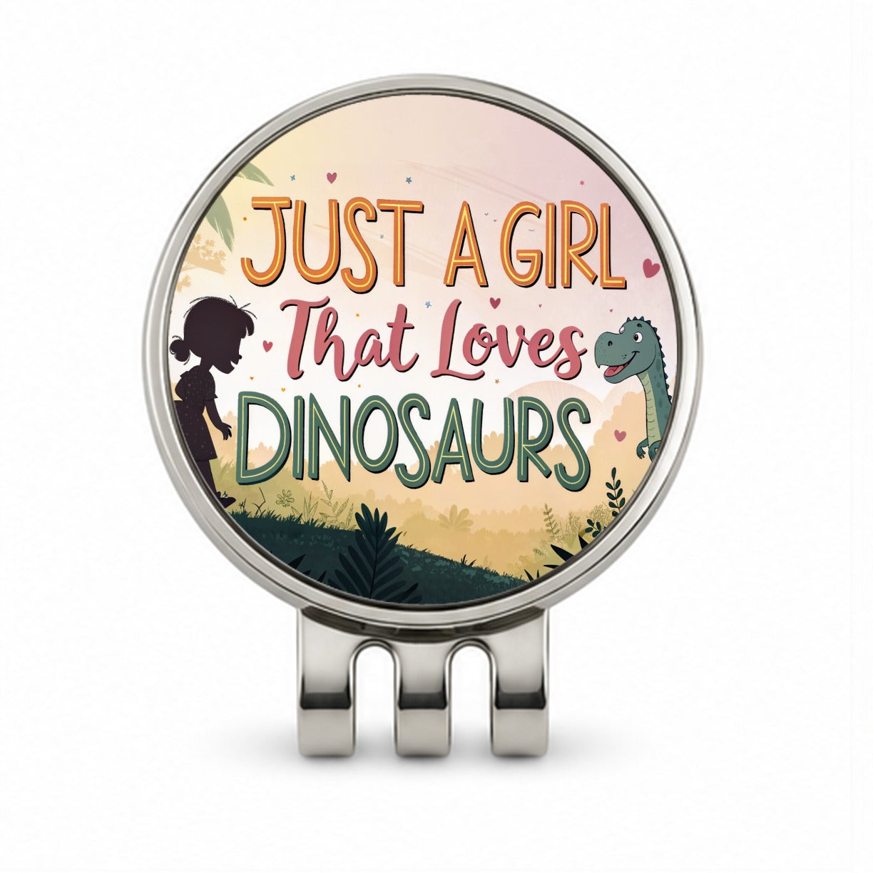 Just A Girl That Loves Dinosaurs Funny Golf Hat Clip with Ball Marker