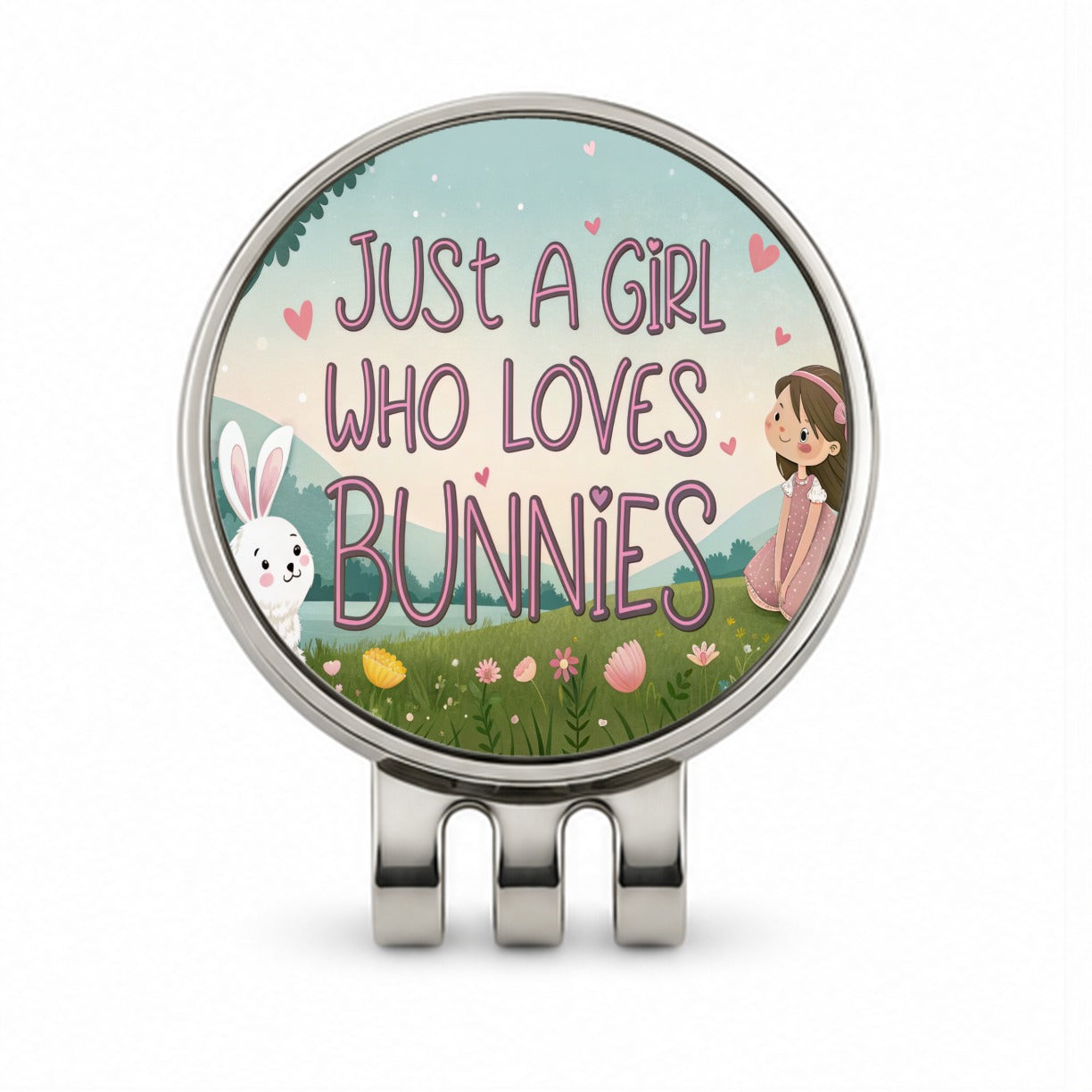 Just A Girl Who Loves Bunnies Rabbits Golf Hat Clip with Ball Marker