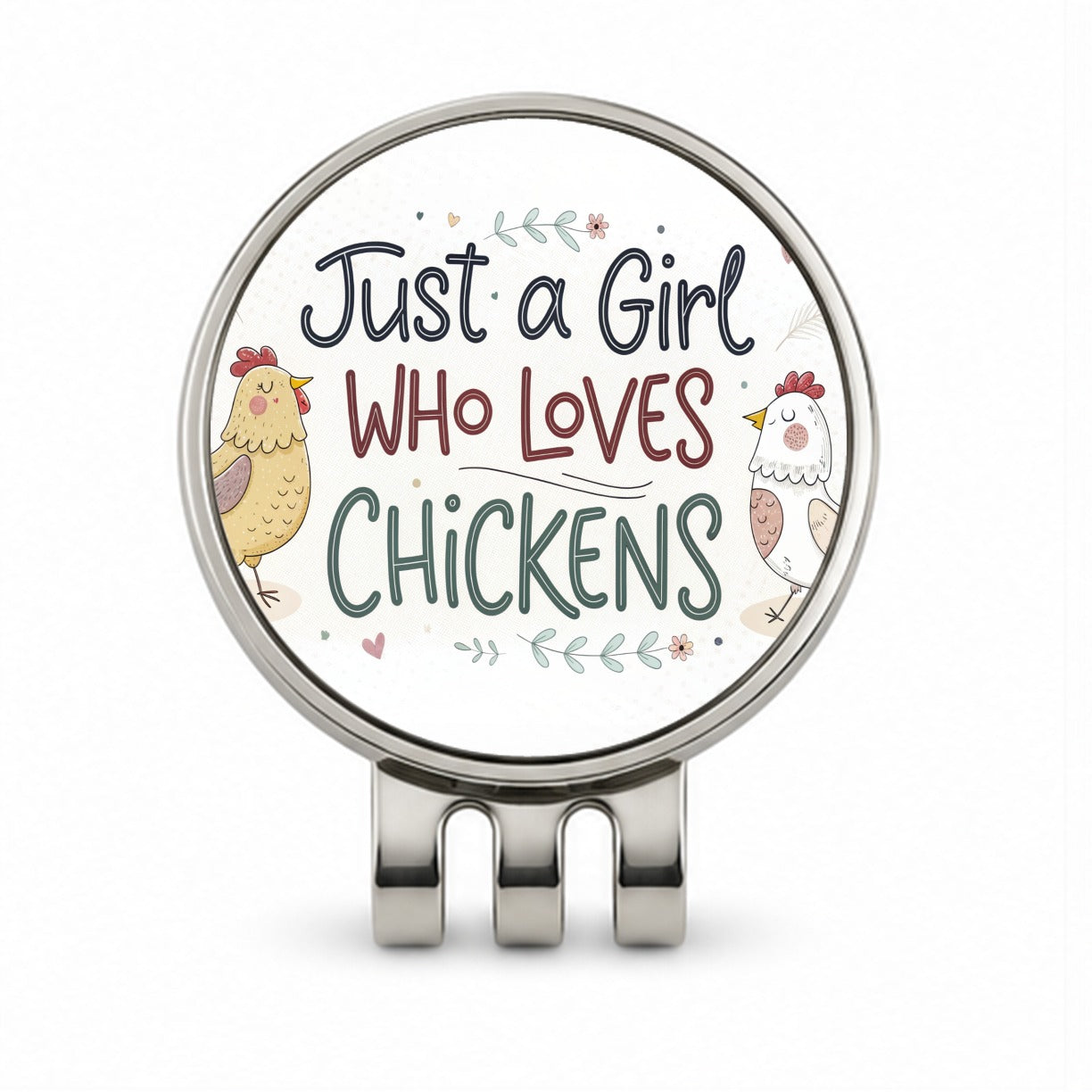 Just A Girl Who Loves Chickens Funny Golf Hat Clip with Ball Marker