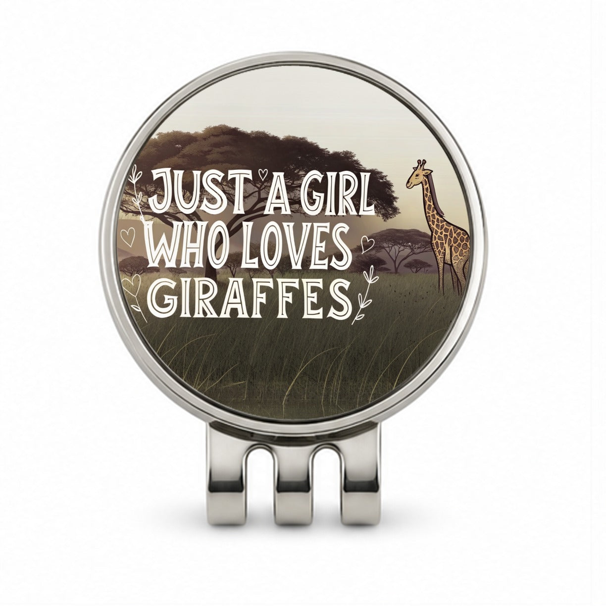 Just A Girl Who Loves Giraffes Golf Hat Clip with Ball Marker