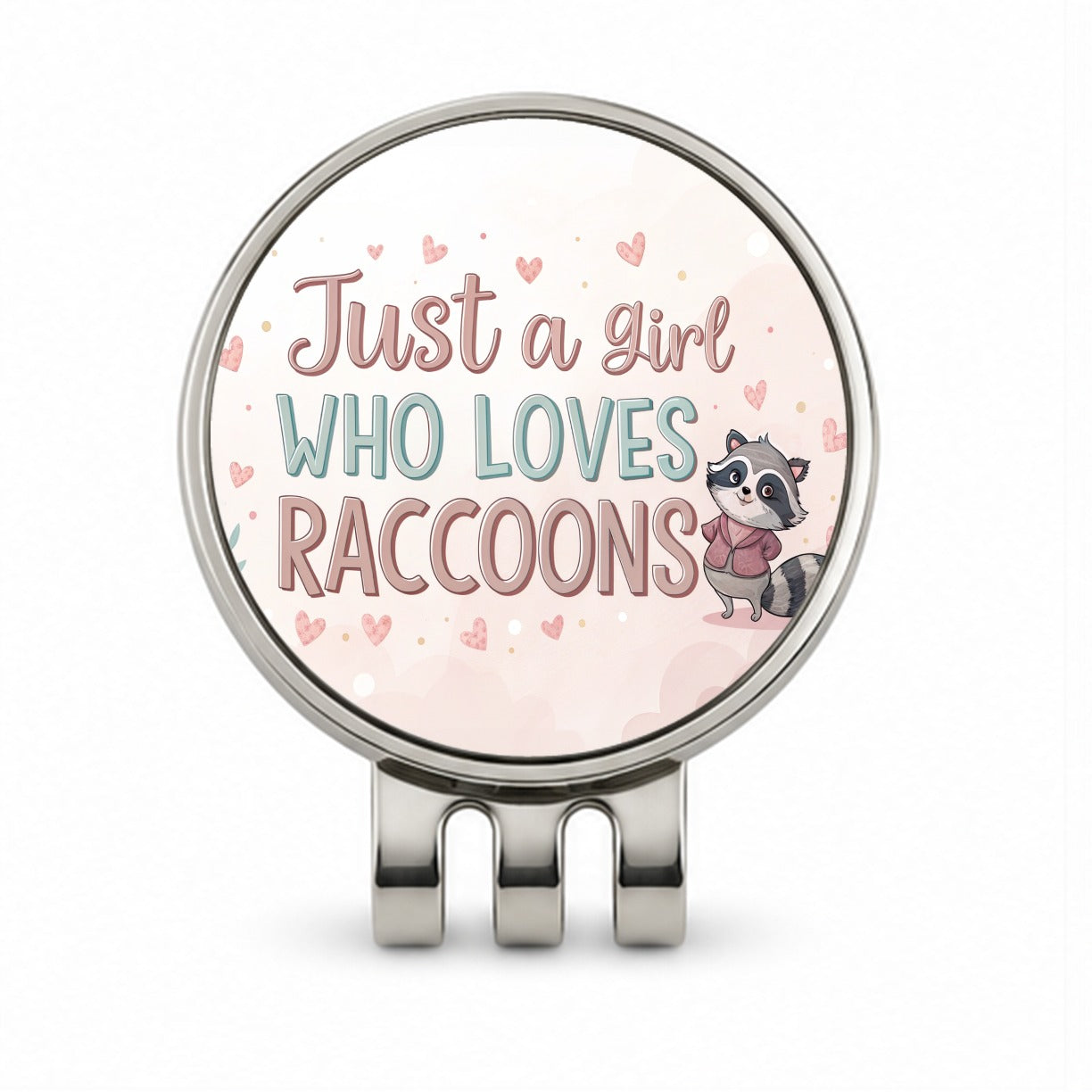 Just A Girl Who Loves Raccoons Funny Golf Hat Clip with Ball Marker
