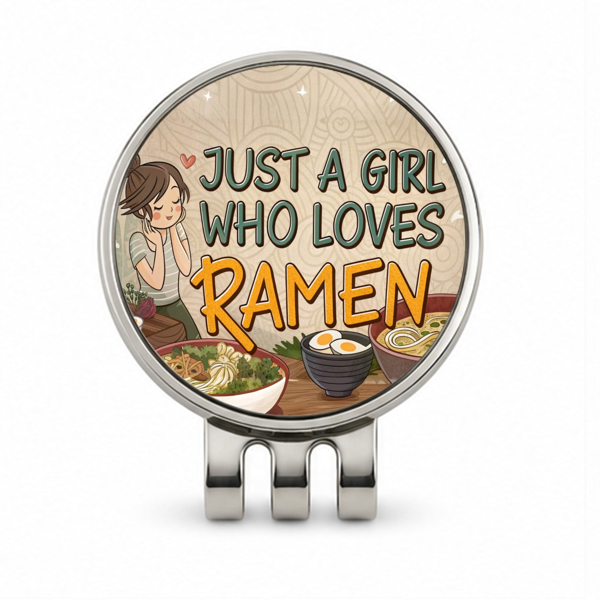 Just A Girl Who Loves Ramen Cute Golf Hat Clip with Ball Marker
