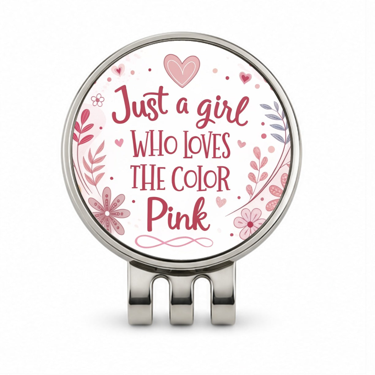 Just A Girl Who Loves The Color Pink Funny Golf Hat Clip with Ball Marker