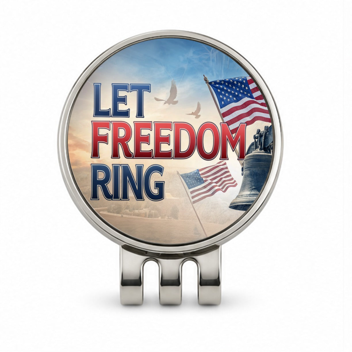 Let Freedom Ring Liberty Bell Patriotic Golf Hat Clip with Ball Marker