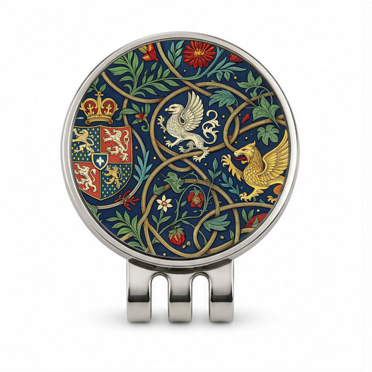 Medieval Ornamentation Griffins Shield Golf Hat Clip with Ball Marker