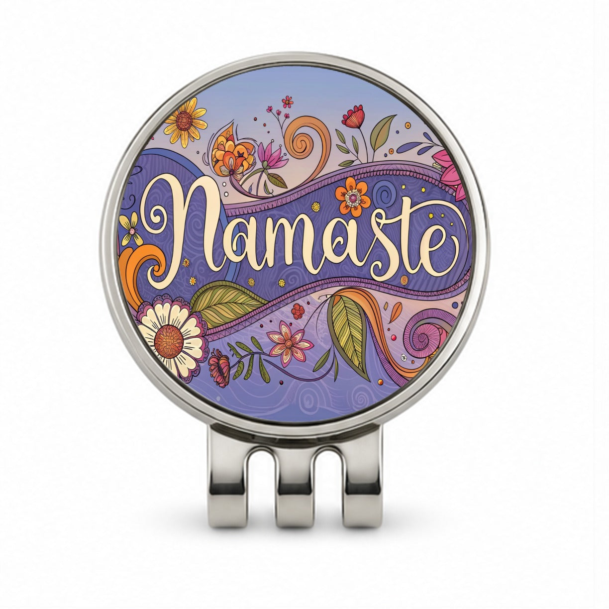 Namaste Hippie Flower Floral Yoga Golf Hat Clip with Ball Marker