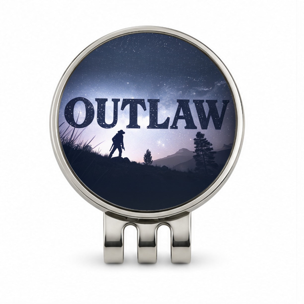 Outlaw Renegade Cowboy Golf Hat Clip with Ball Marker