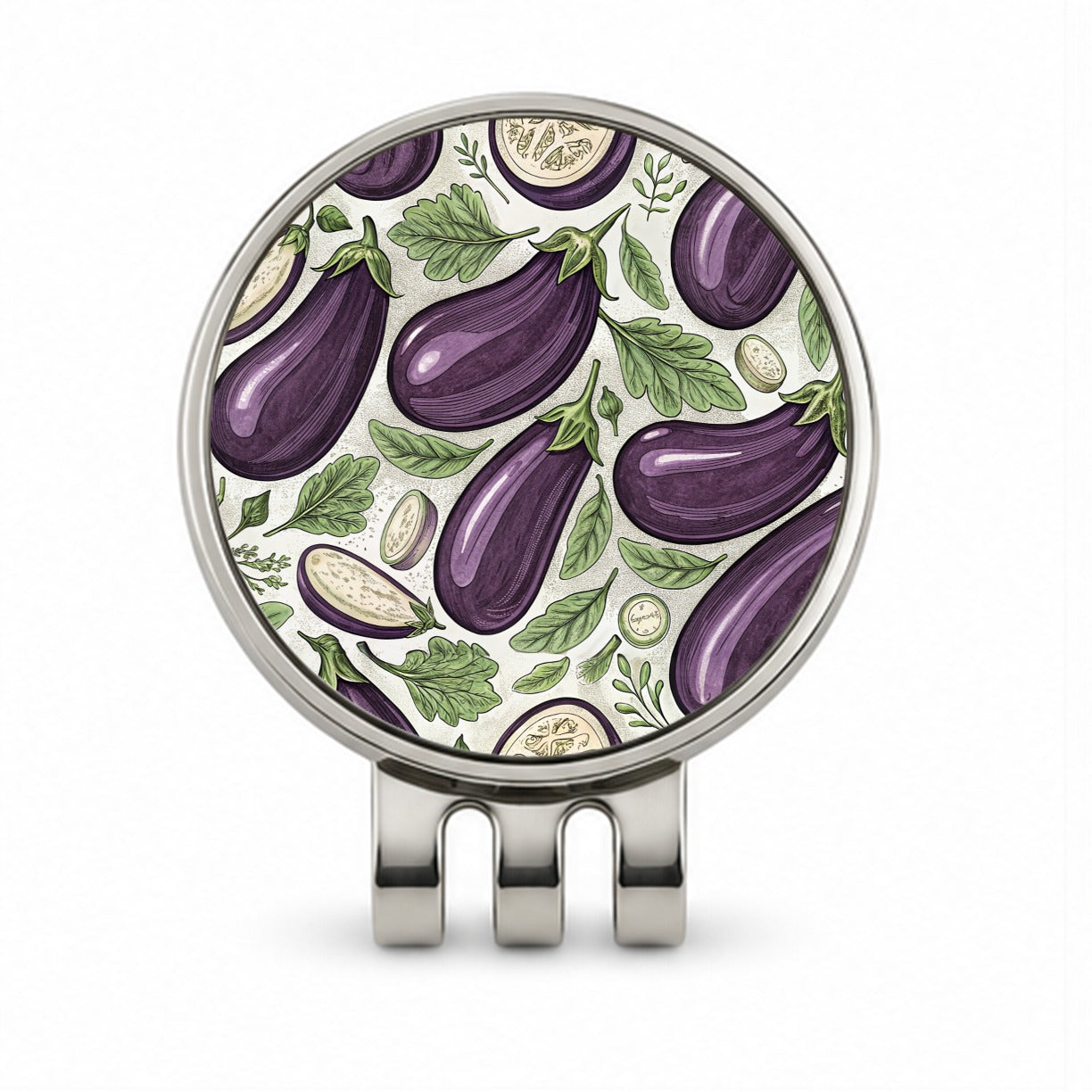 Whole Eggplants Pattern Golf Hat Clip with Ball Marker