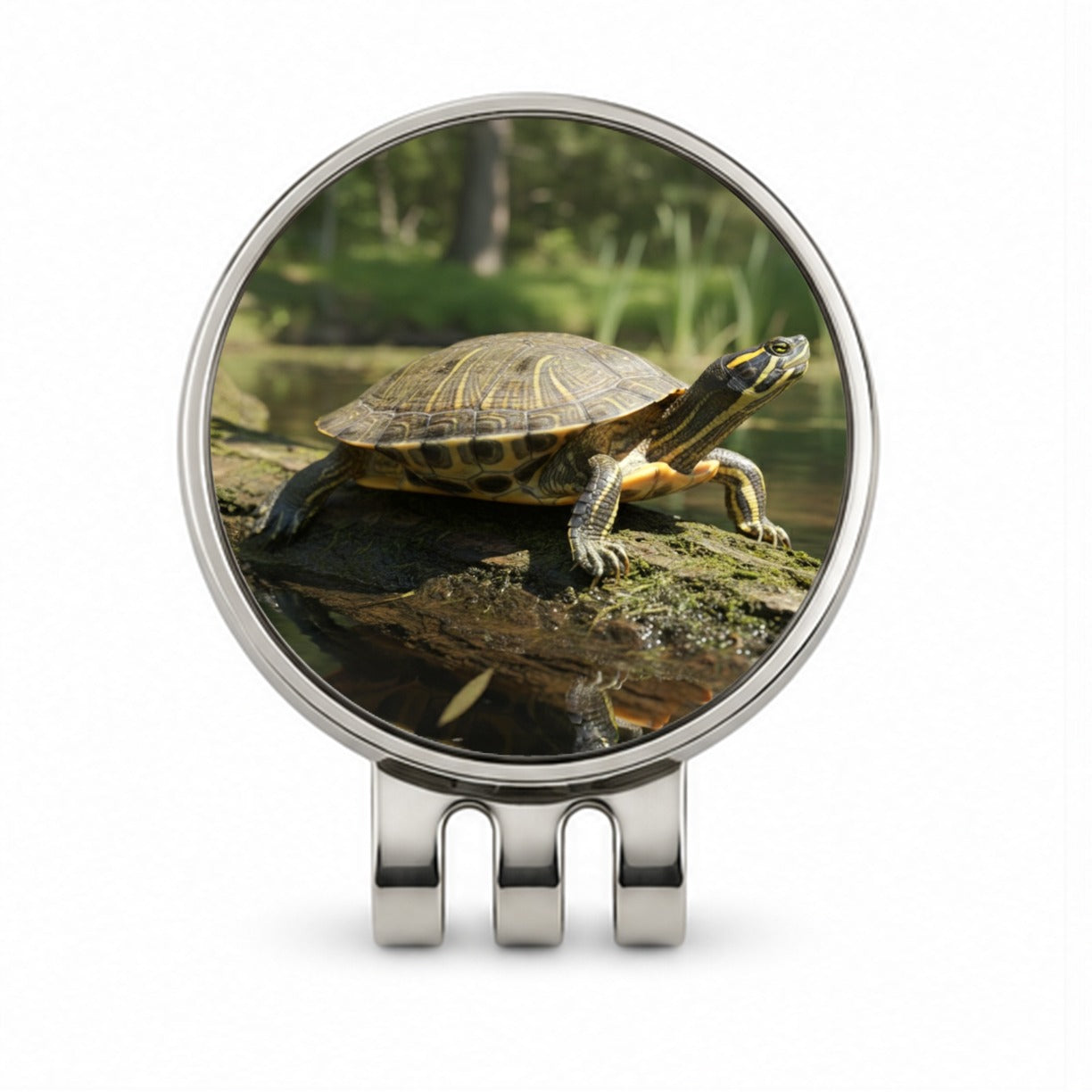Yellow Bellied Slider Turtle Photo Golf Hat Clip with Ball Marker