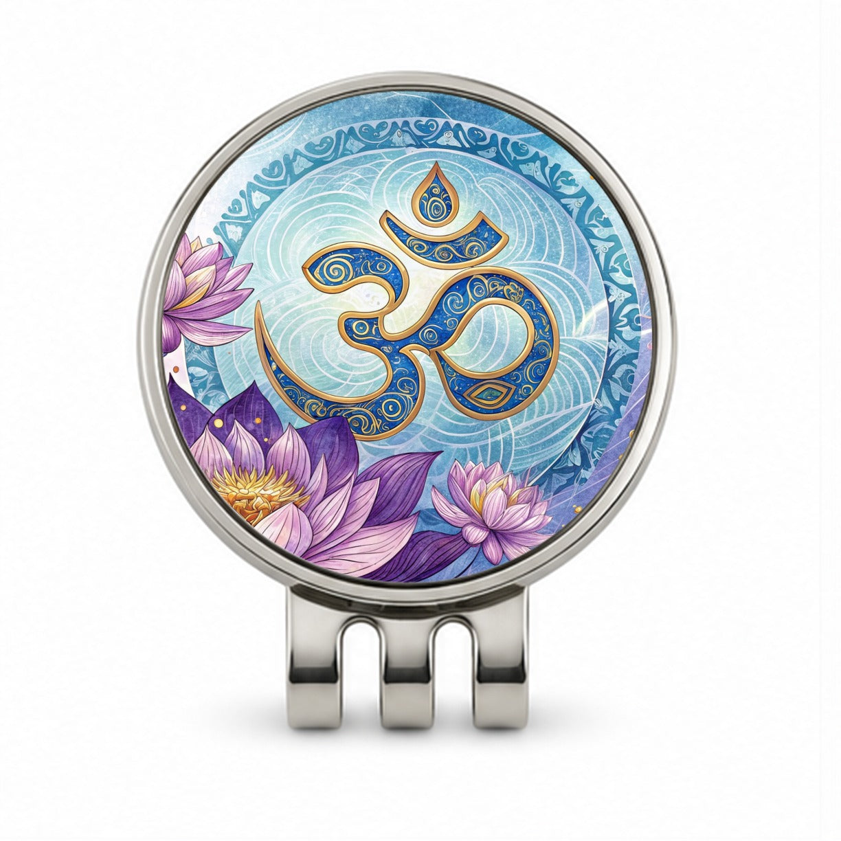 Yoga Om Aum Lotus Flower Golf Hat Clip with Ball Marker