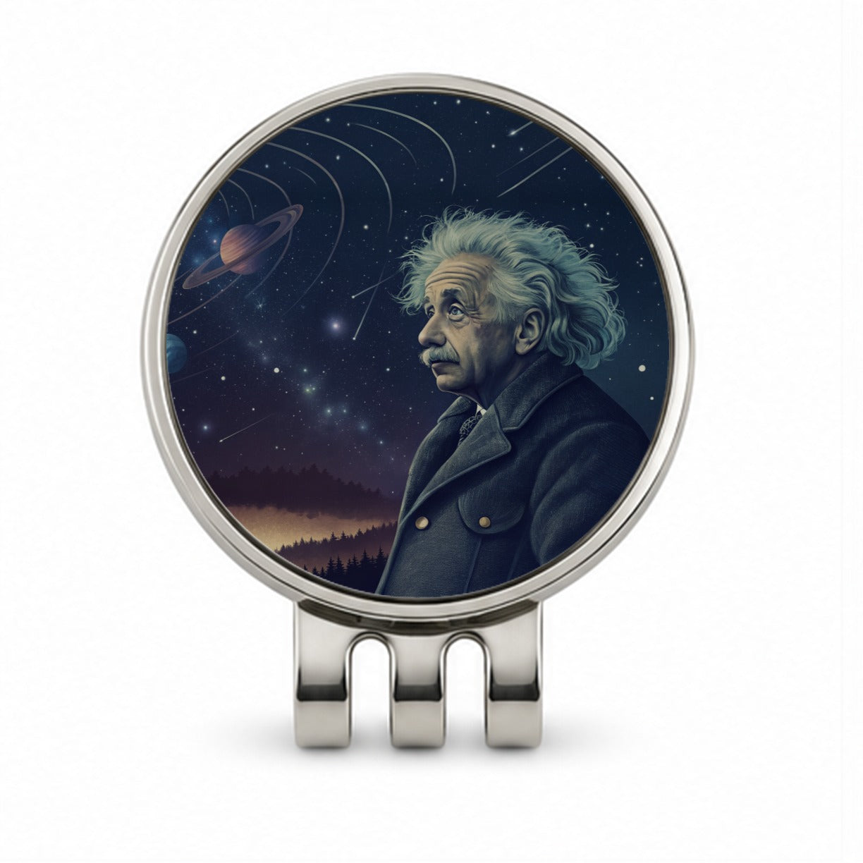 Albert Einstein Genius Space Golf Hat Clip with Ball Marker
