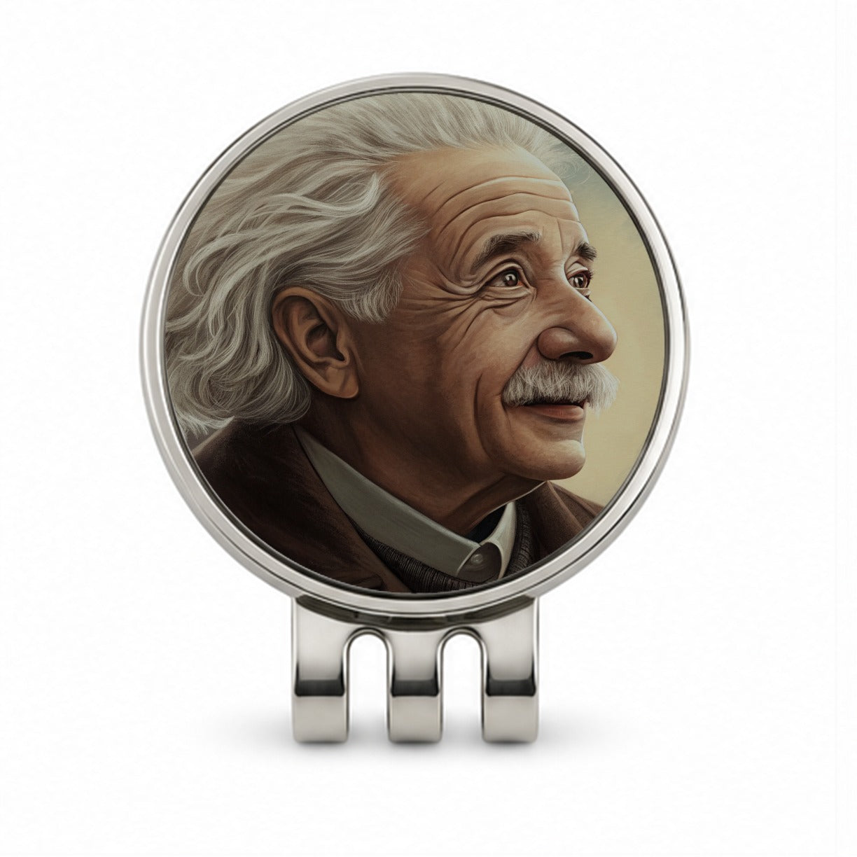 Albert Einstein Vintage Scientist Golf Hat Clip with Ball Marker