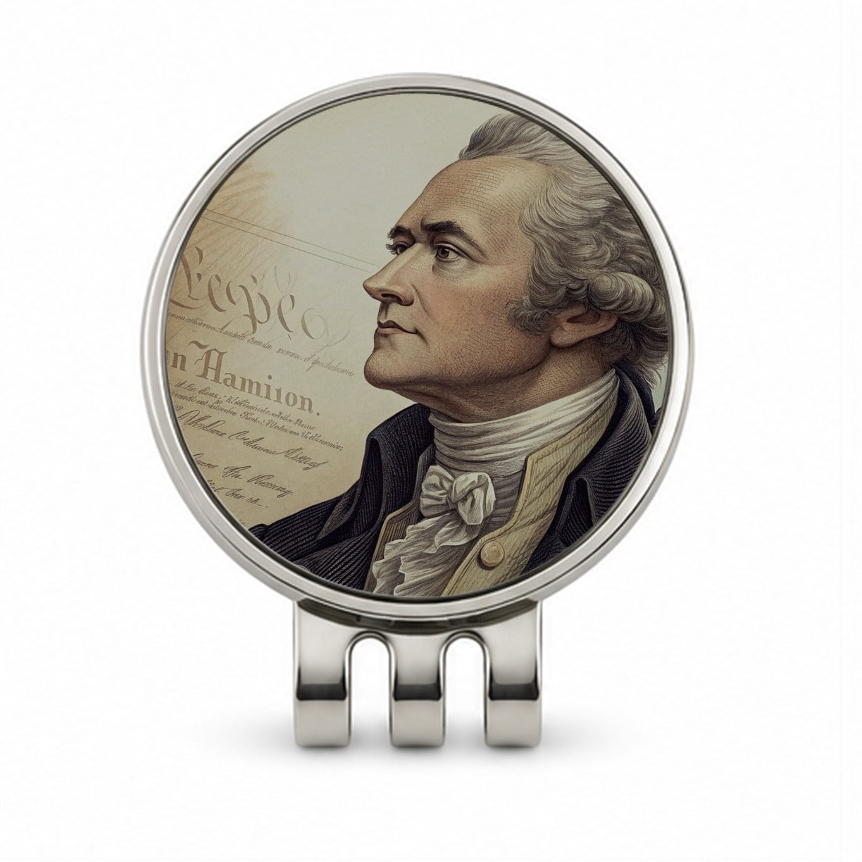 Alexander Hamilton Founding Father Golf Hat Clip with Ball Marker