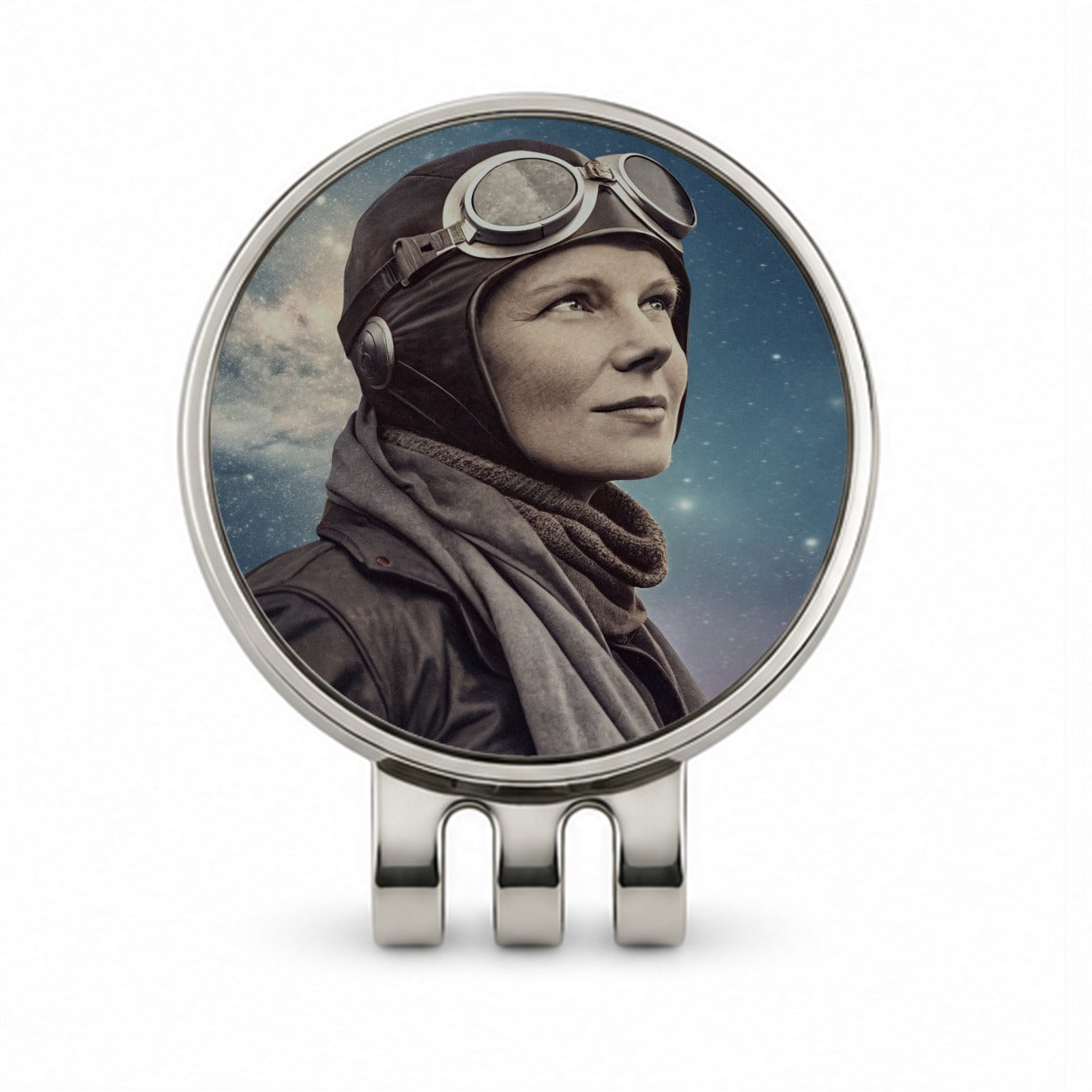 Amelia Earhart Aviation Golf Hat Clip with Ball Marker