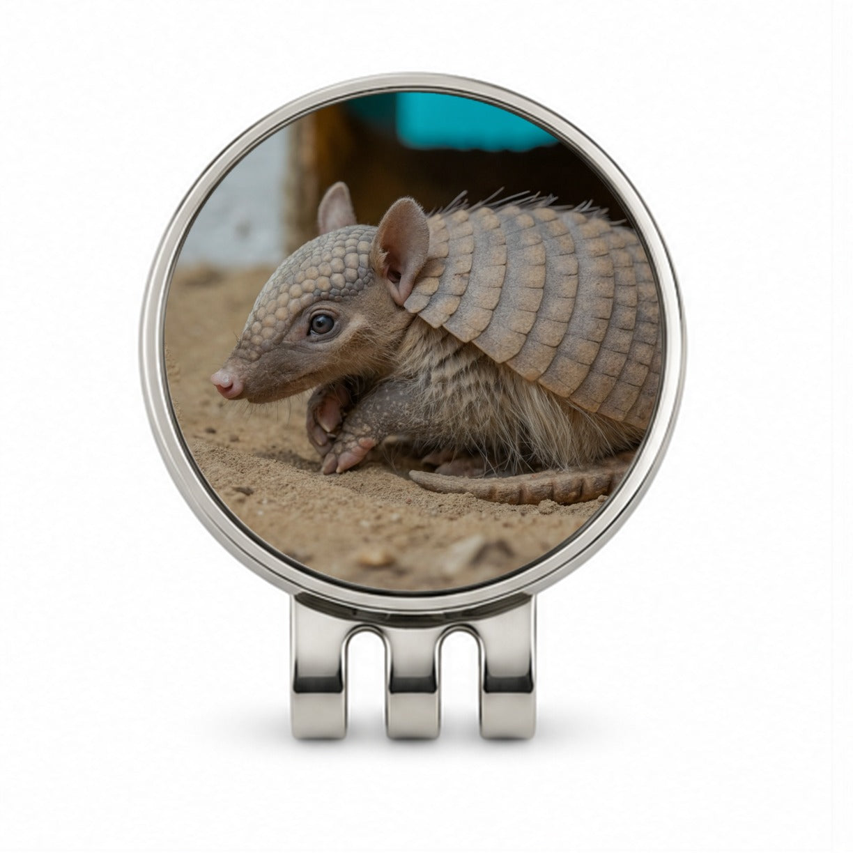 Armadillo Close Up Golf Hat Clip with Ball Marker