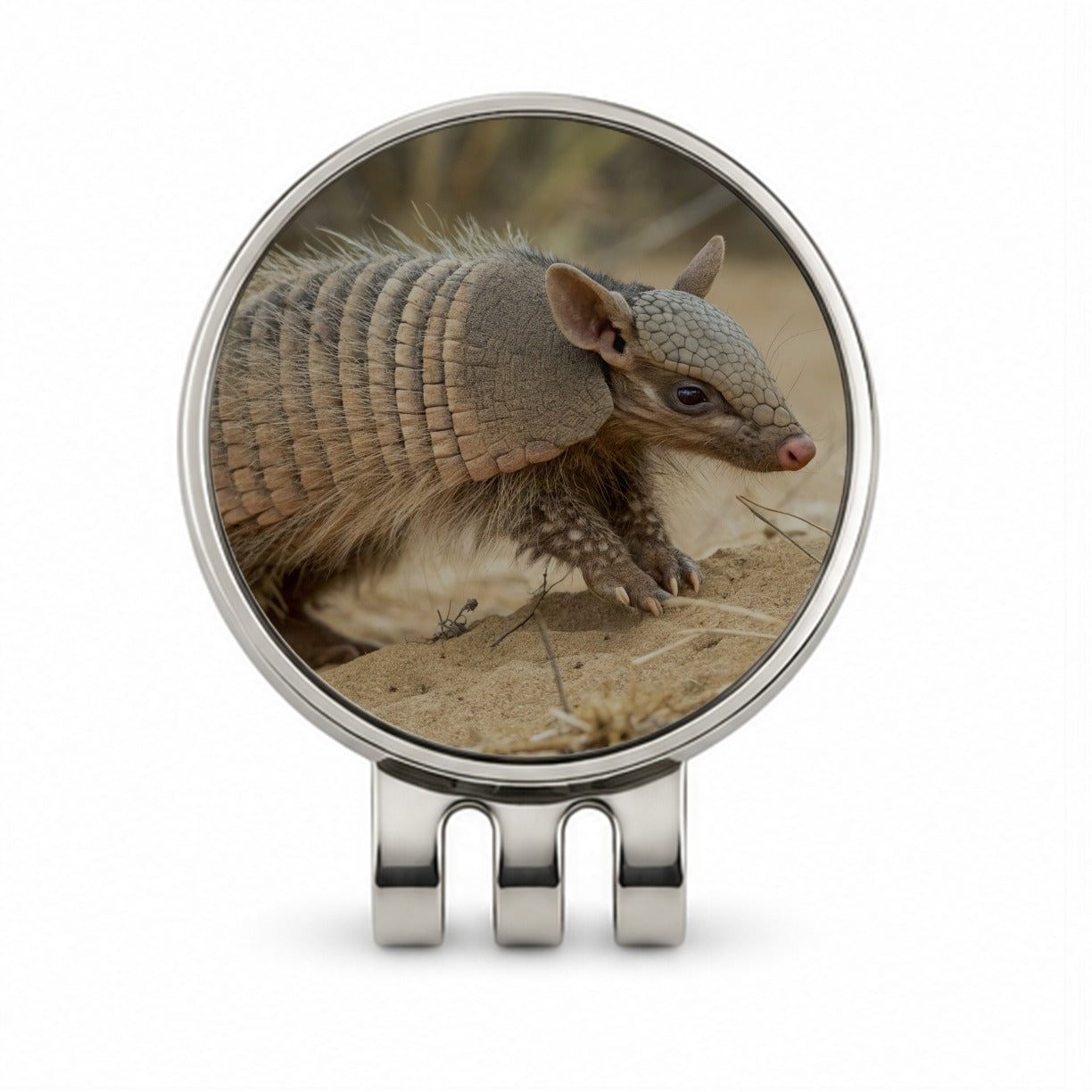 Armadillo in Nature Golf Hat Clip with Ball Marker