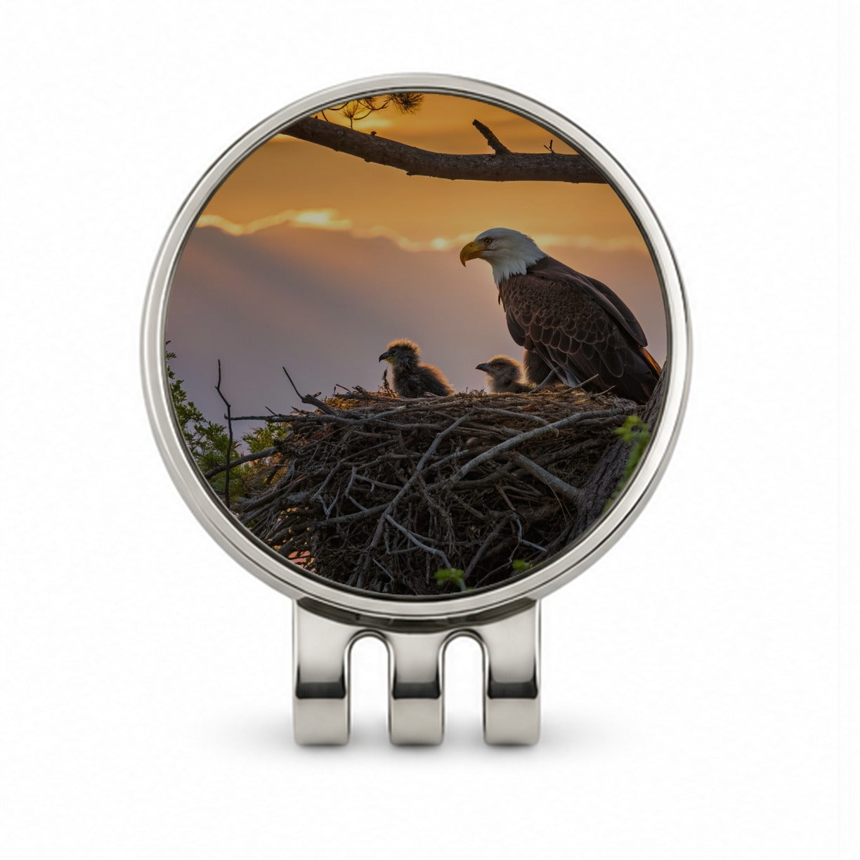 Bald Eagle Babies In Nest Sunset Golf Hat Clip with Ball Marker
