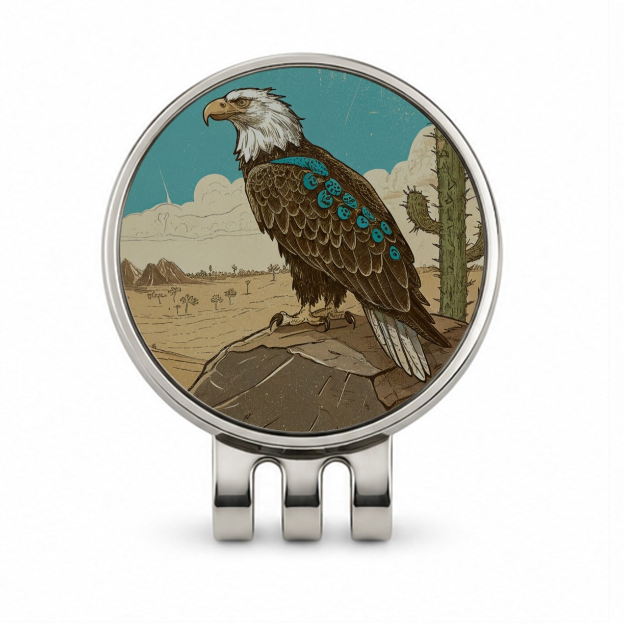Bald Eagle of the Southwest Desert Golf Hat Clip with Ball Marker