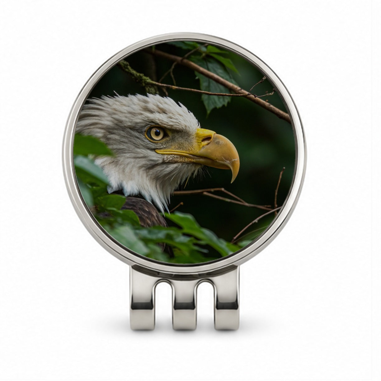 Bald Eagle Wildlife Portrait Golf Hat Clip with Ball Marker