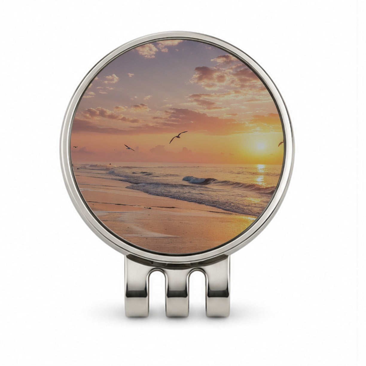 Beach Sunrise Ocean Golf Hat Clip with Ball Marker