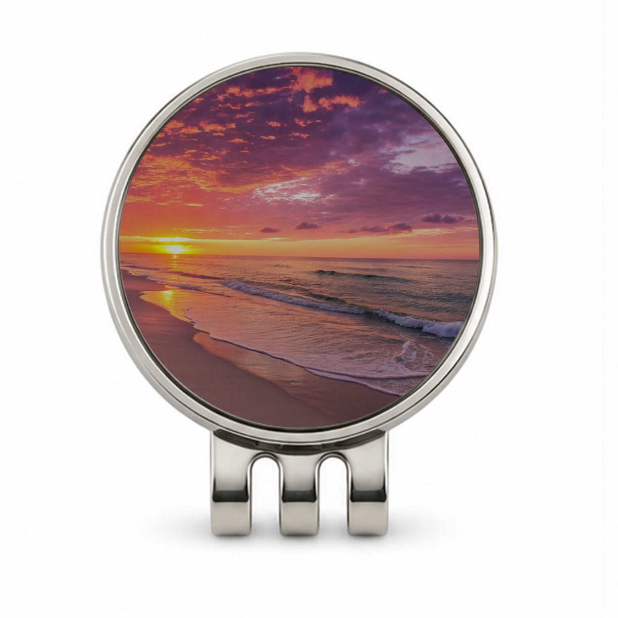 Beach Sunset Ocean Beautiful Golf Hat Clip with Ball Marker