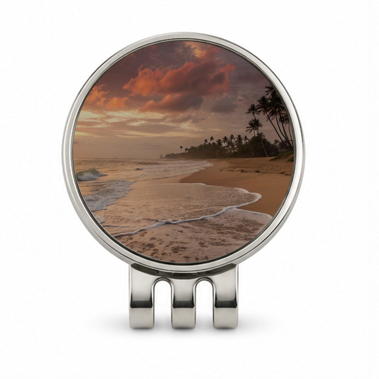 Beach Sunset Tropical Ocean Island Golf Hat Clip with Ball Marker
